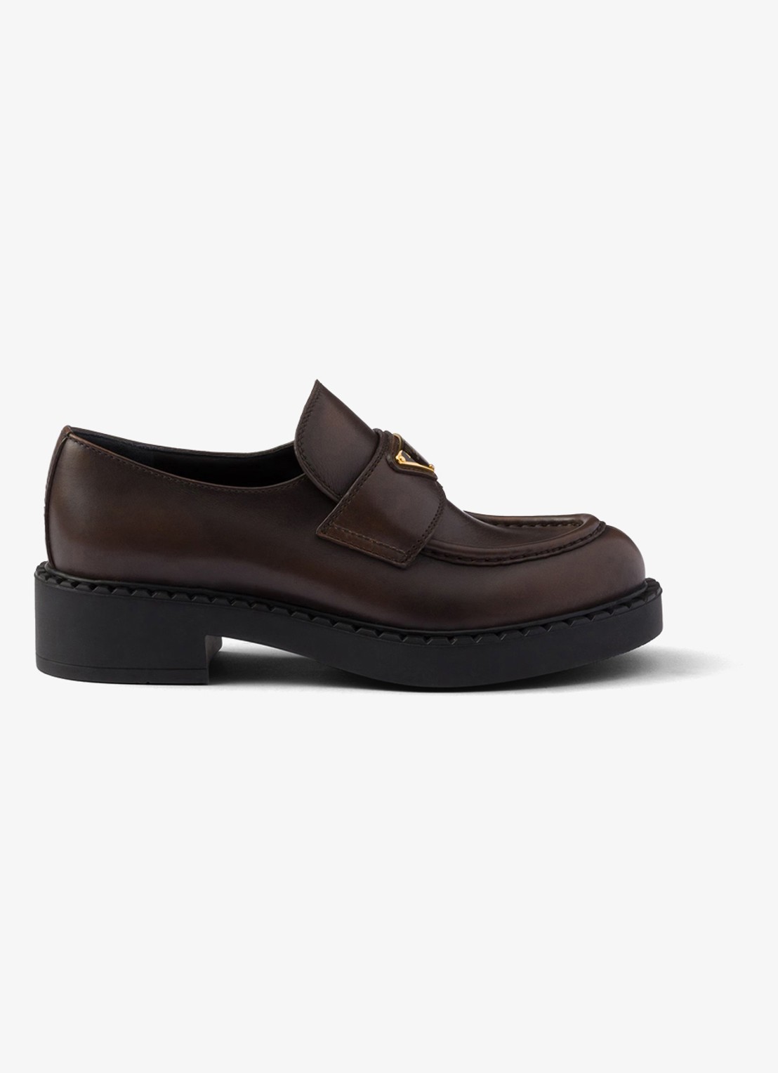 Prada Chocolate loafer van leer - voorkant 6 donkerbruin