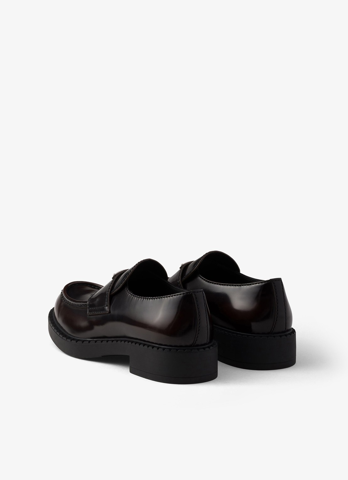 Prada Chocolate loafer van leer - achterkant donkerbruin