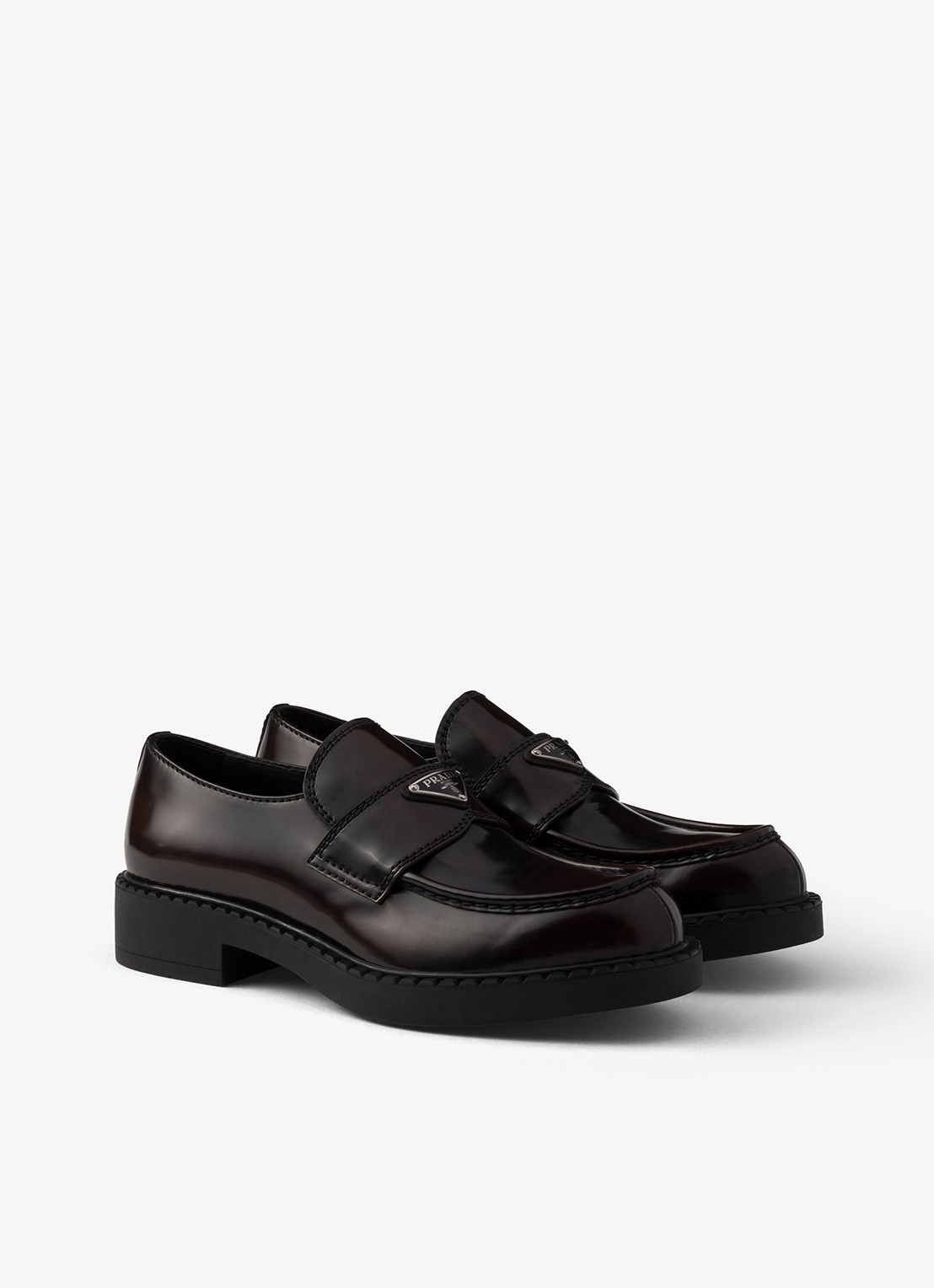 Prada Chocolate loafer van leer - detail 6 donkerbruin