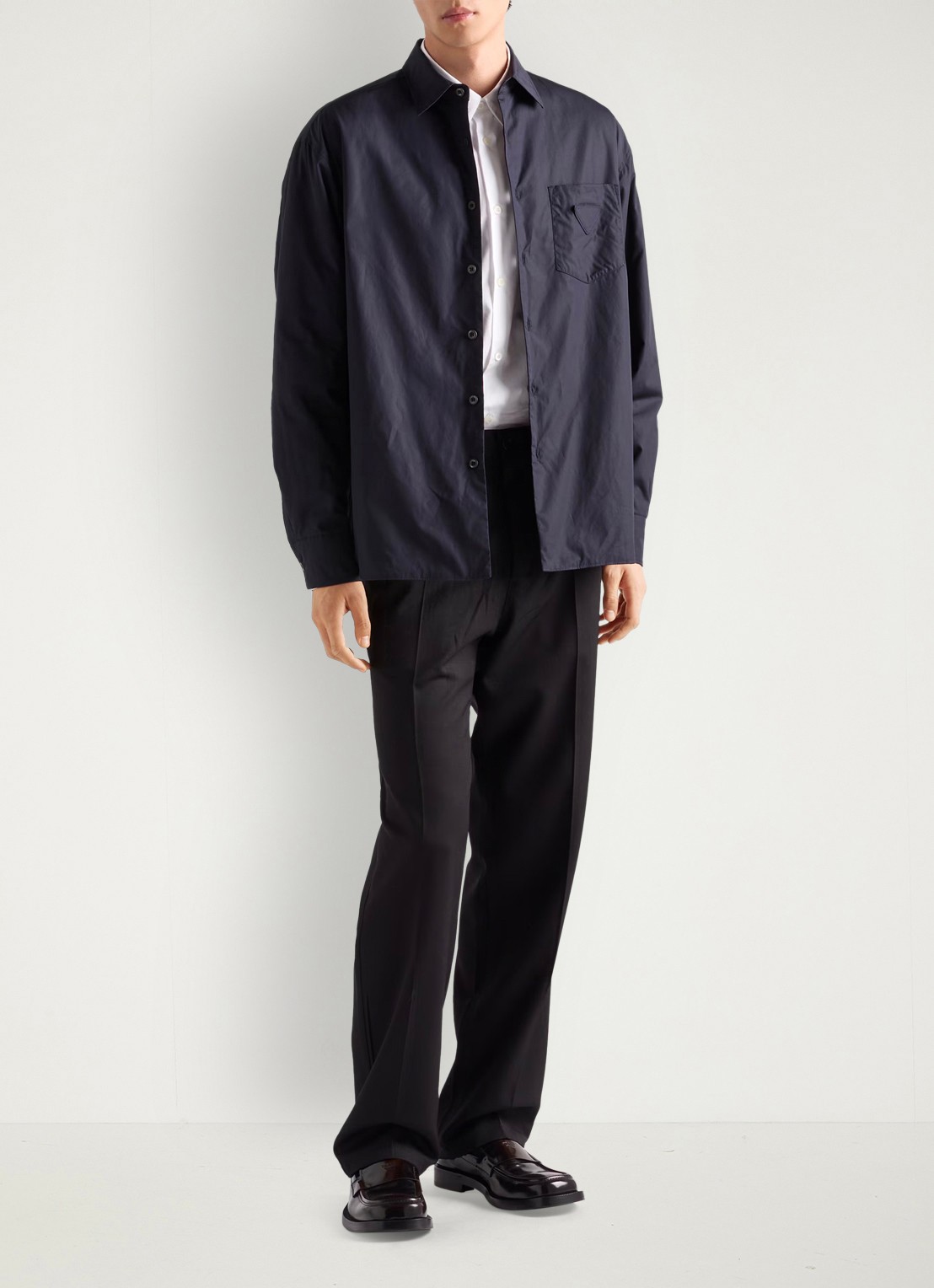 Prada Classic fit overhemd met borstzak en logo - voorkant 6 wit
