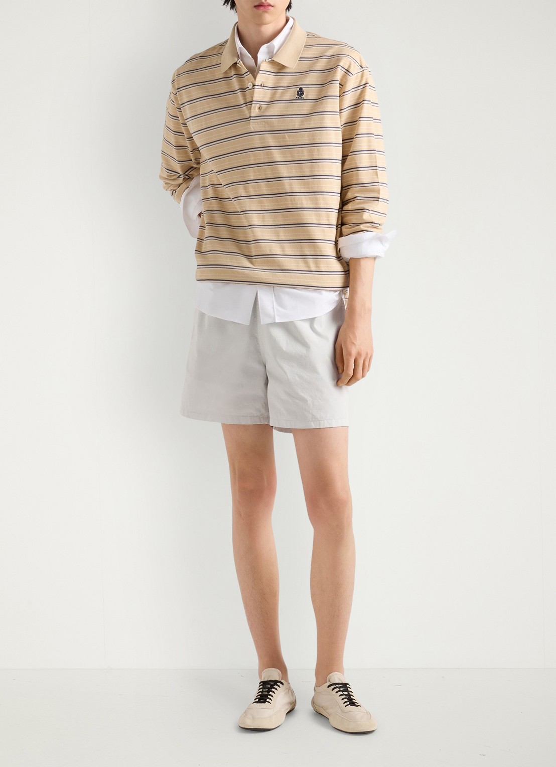 Prada Classic fit overhemd met logoborduring - voorkant 2 wit