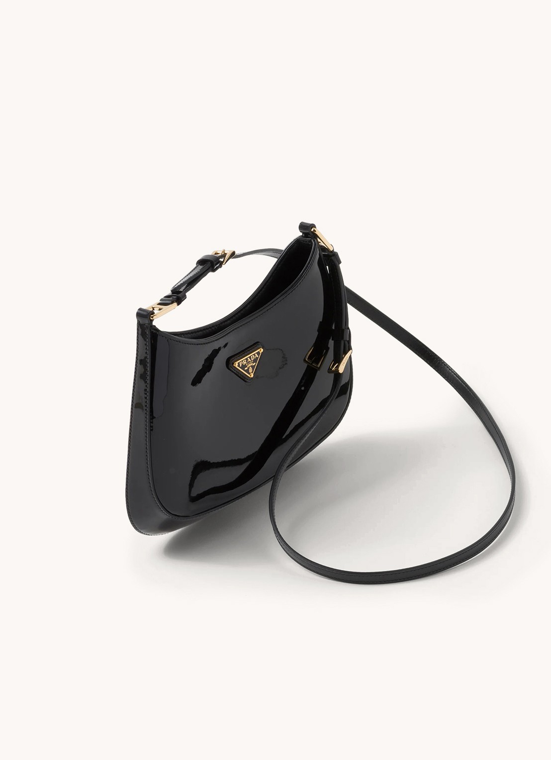 Prada Cleo schoudertas van lakleer - achterkant zwart
