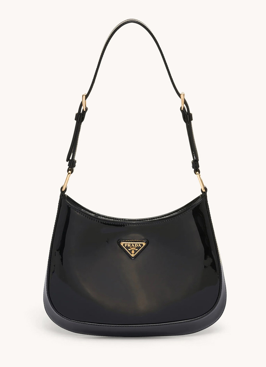 Prada Cleo schoudertas van lakleer - voorkant 2 zwart