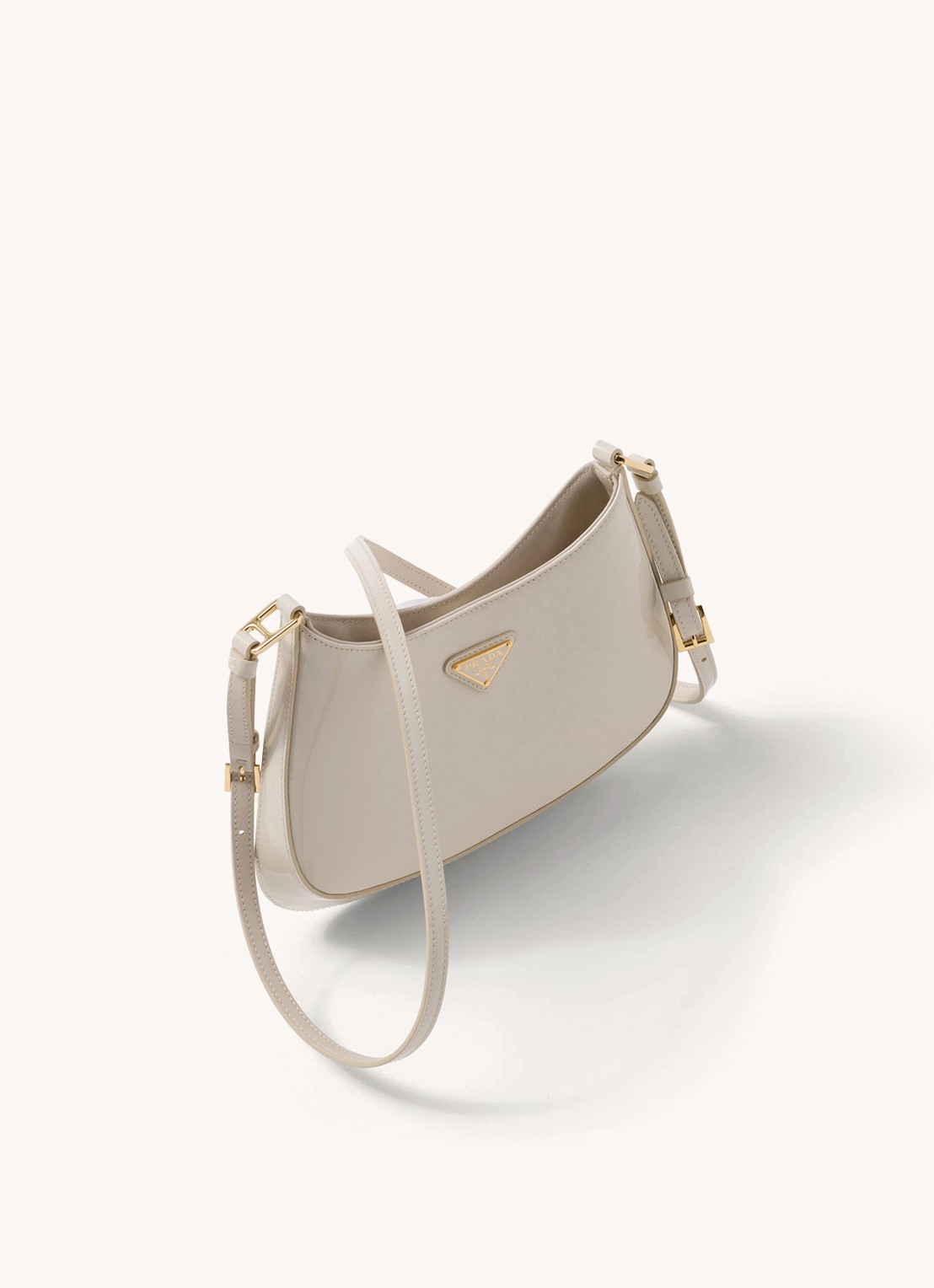 Prada Cleo schoudertas van lakleer - achterkant creme
