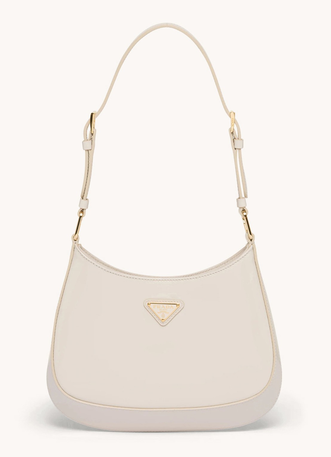 Prada Cleo schoudertas van lakleer - voorkant 2 creme