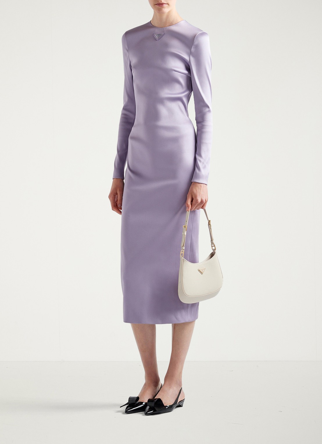 Prada Cleo schoudertas van lakleer - voorkant 3 creme