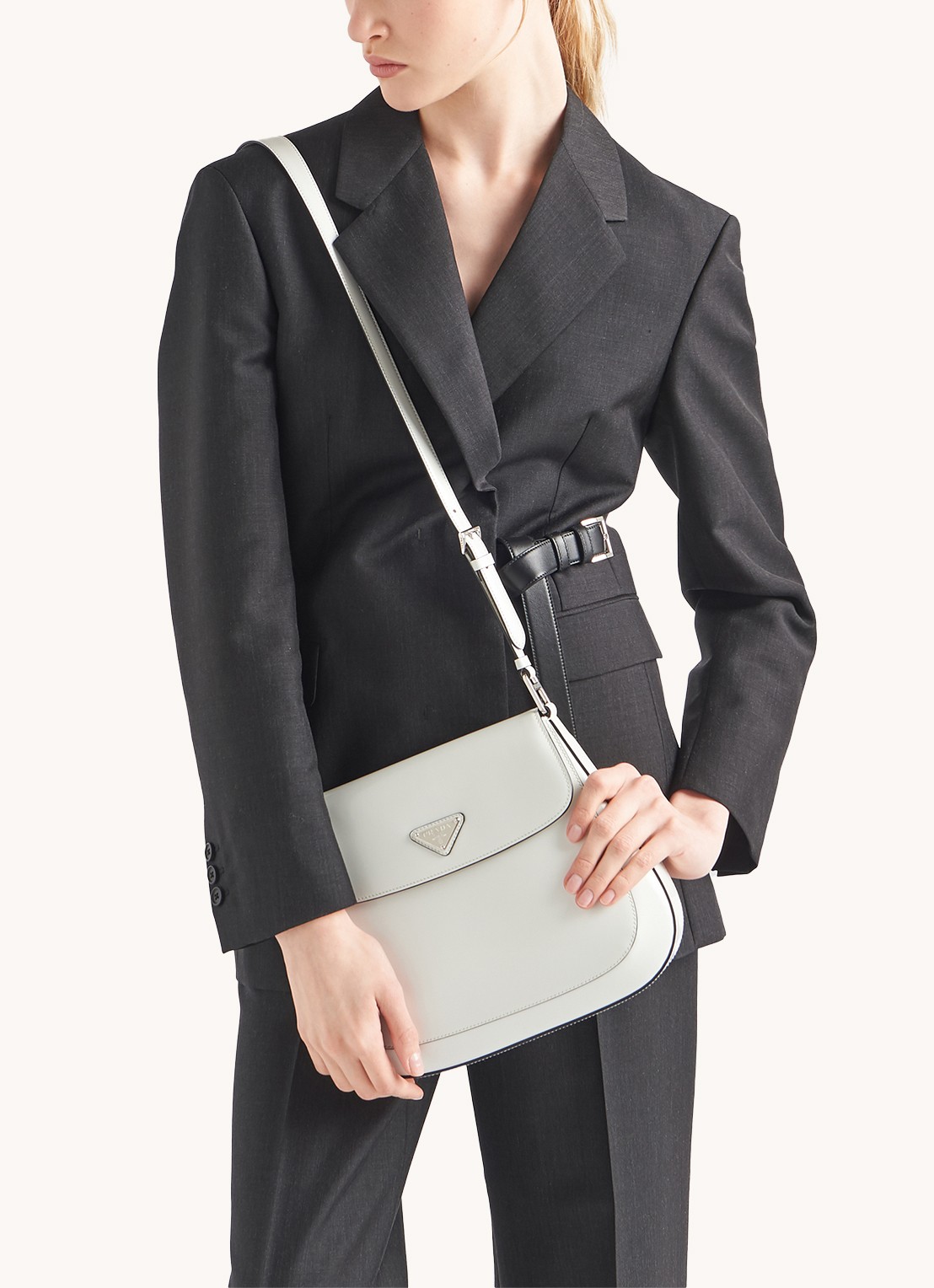 Prada Cleo schoudertas van leer - detail 4 wit