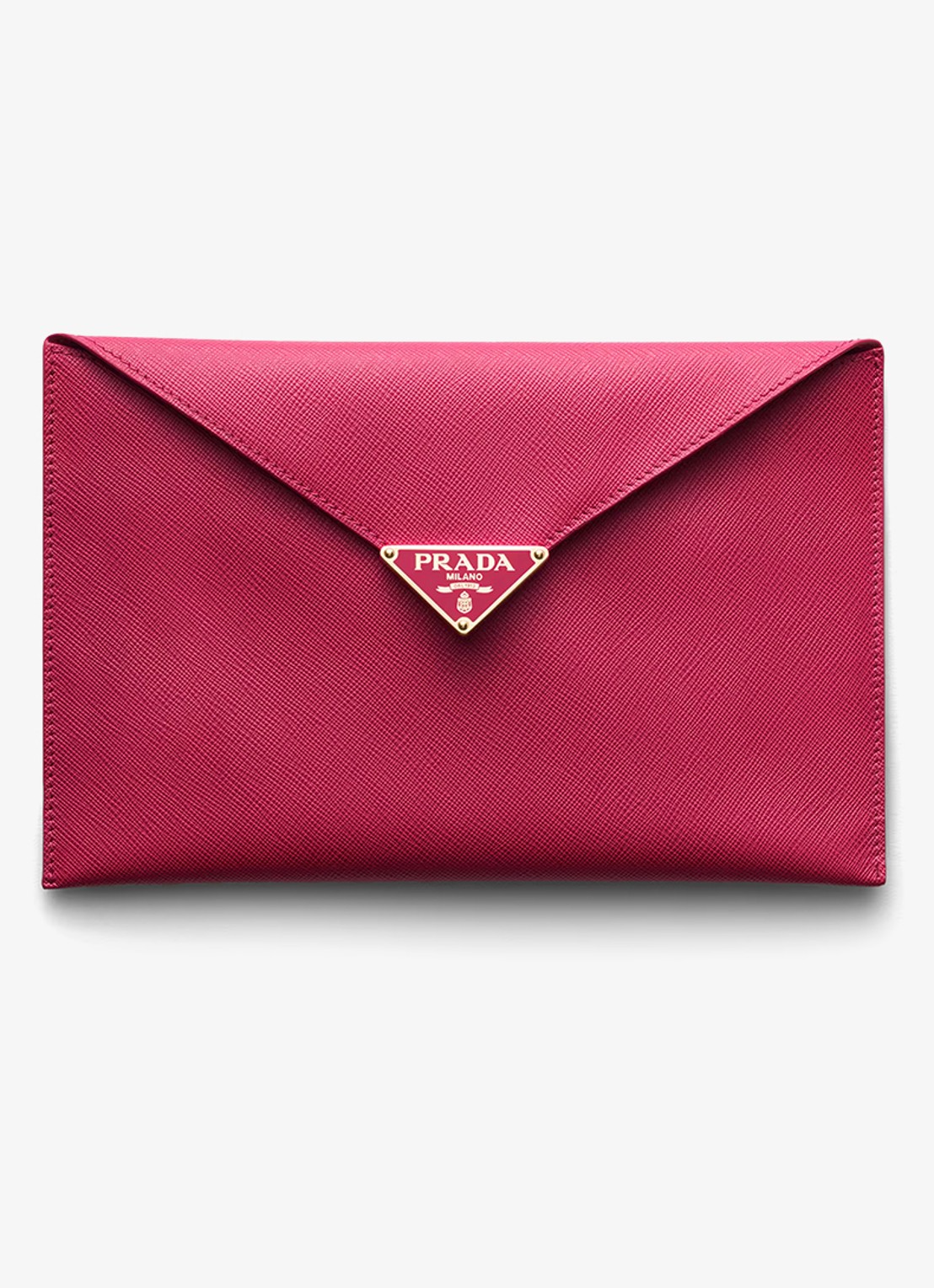 Prada Clutch van kalfsleer - voorkant 3 donkerroze