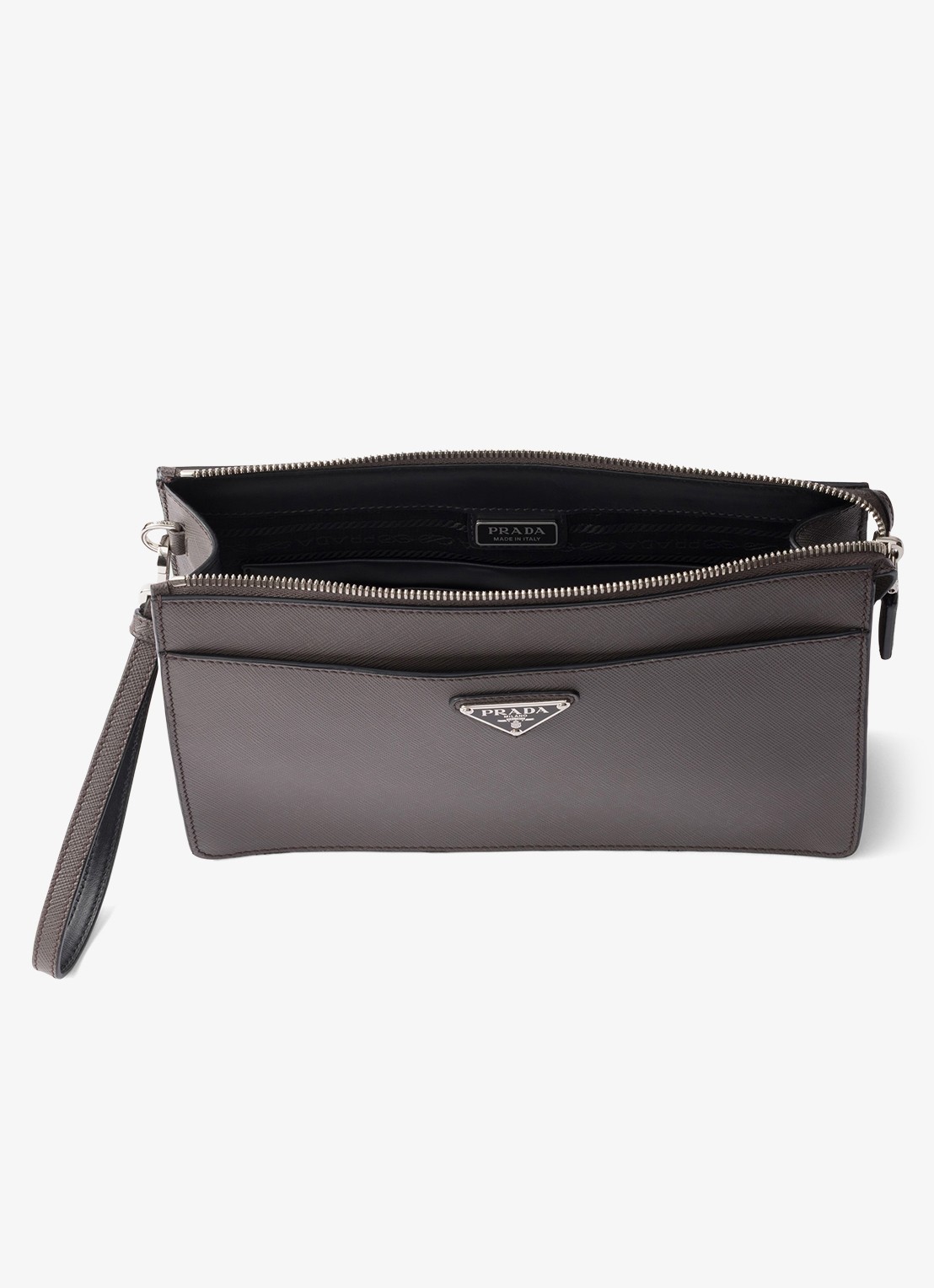 Prada Clutch van kalfsleer - detail 5 donkergrijs