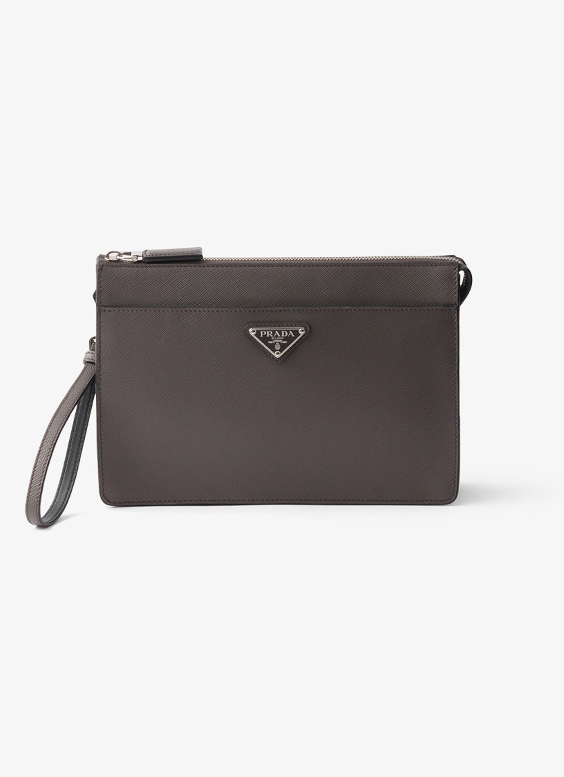 Prada Clutch van kalfsleer - voorkant 6 donkergrijs