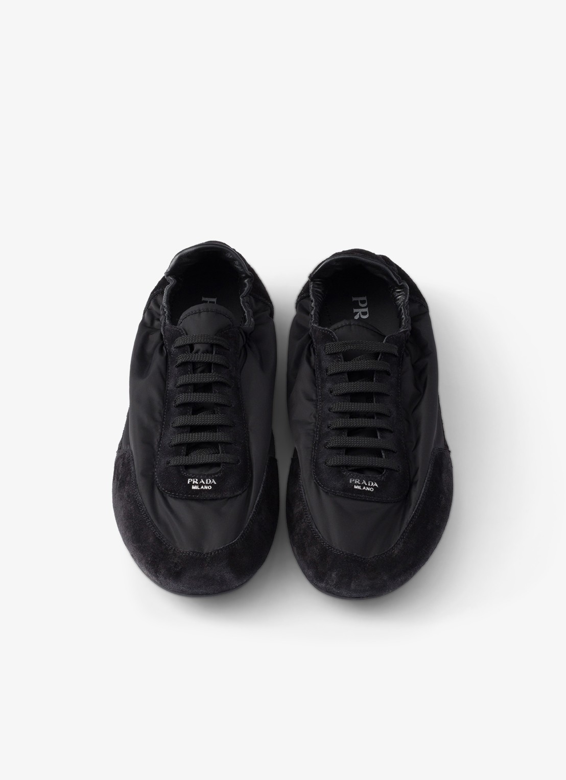 Prada Collapse Re-Nylon sneaker met suède details - detail 4 zwart
