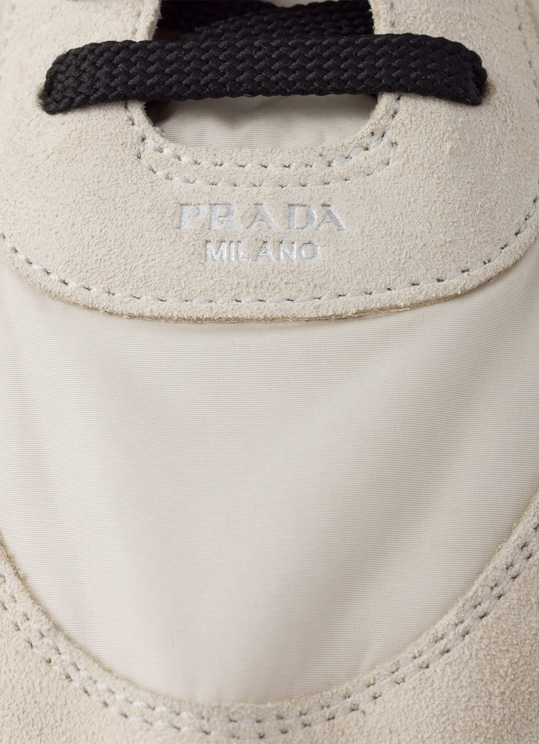 Prada Collapse Re-Nylon sneaker met suède details - detail 2 beige