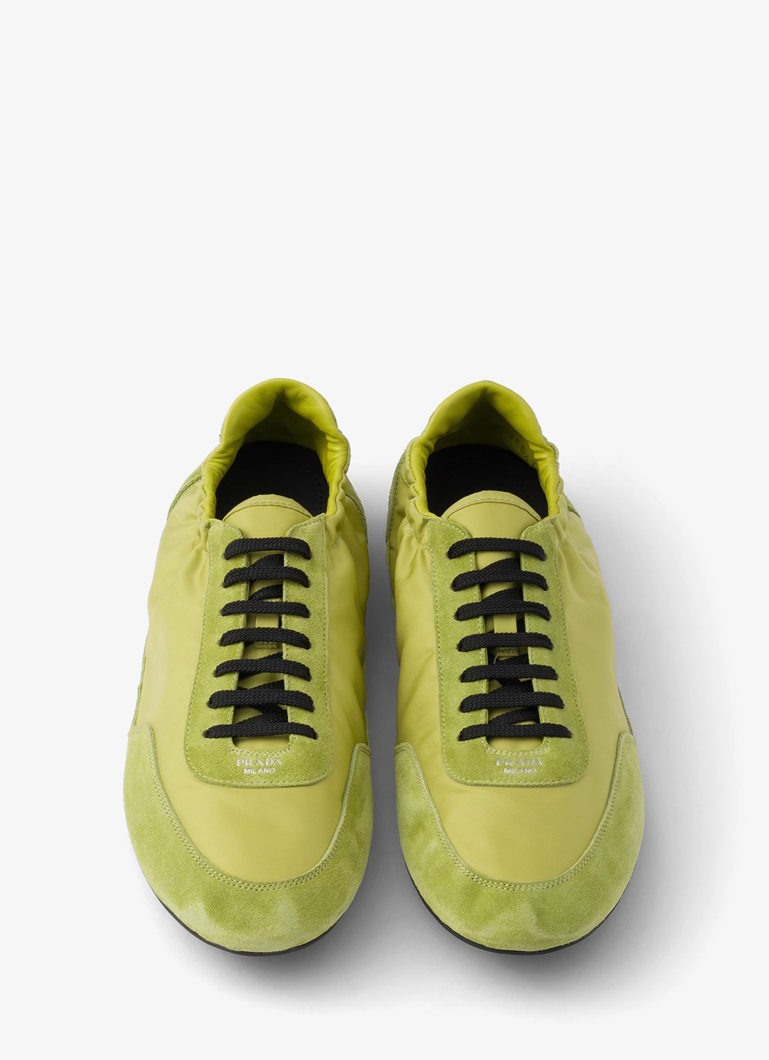 Prada Collapse Re-Nylon sneaker met suède details - detail 4 lime