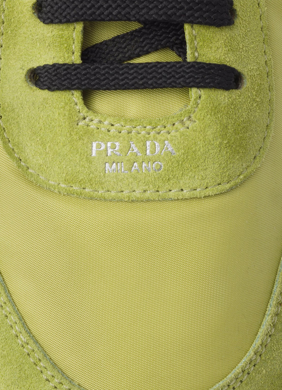 Prada Collapse Re-Nylon sneaker met suède details - detail 5 lime