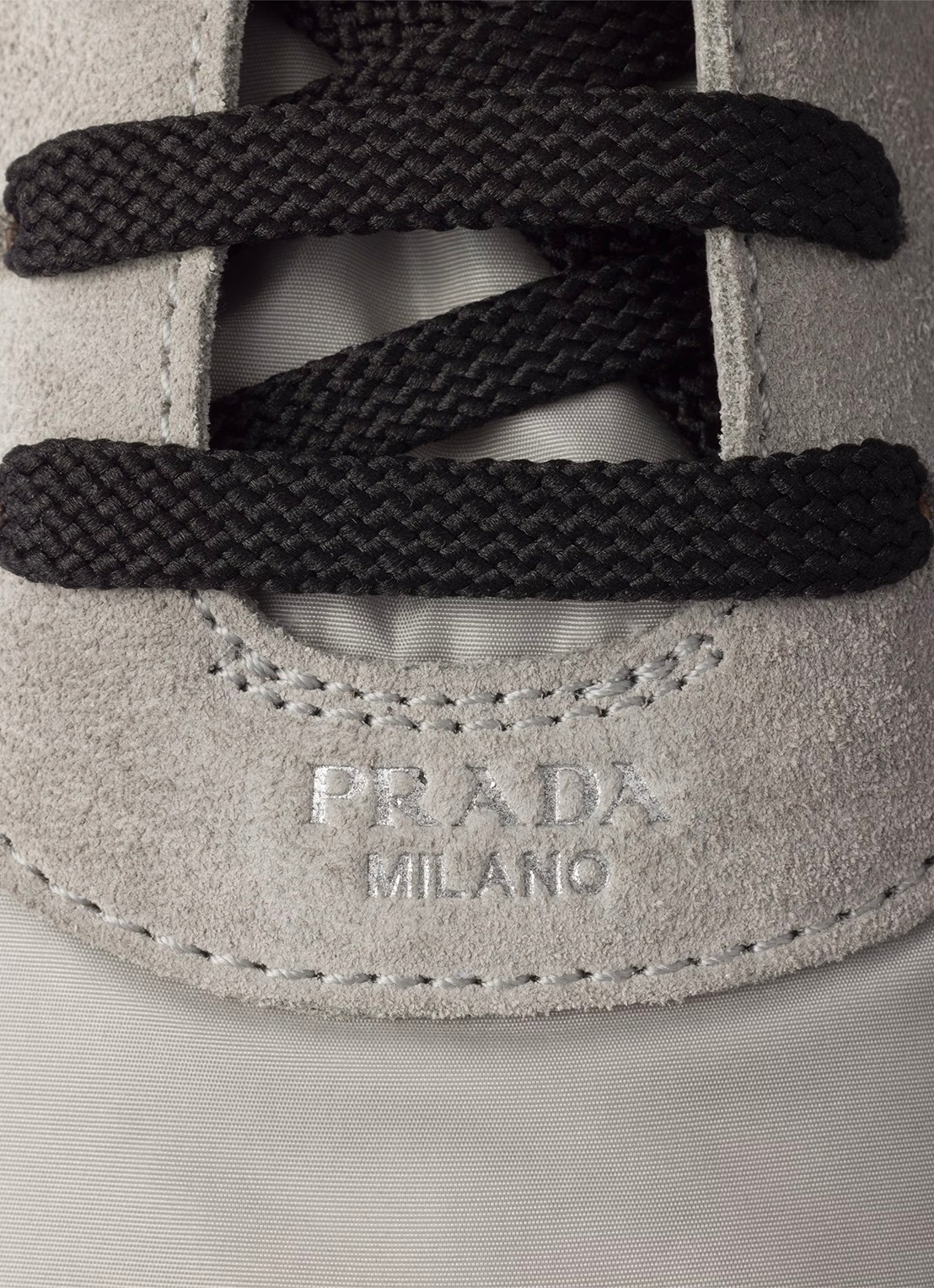 Prada Collapse Re-Nylon sneaker met suède details - detail 3 grijs