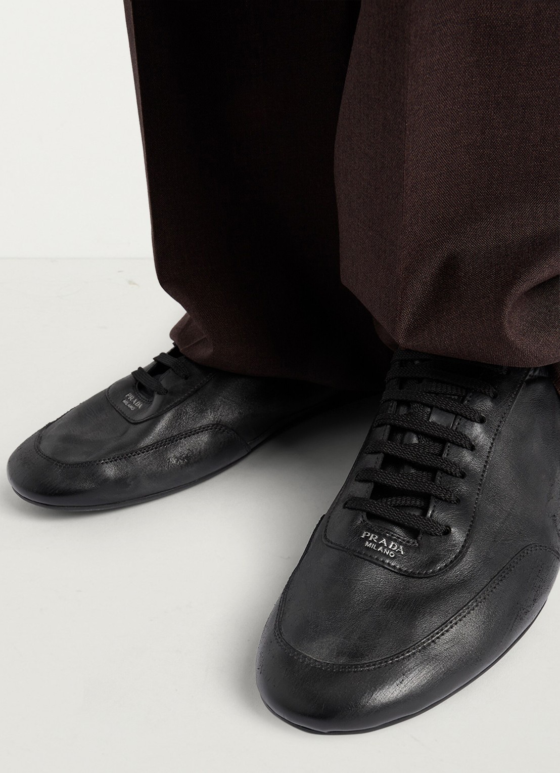 Prada Collapse sneaker van kalfsleer - detail 3 zwart