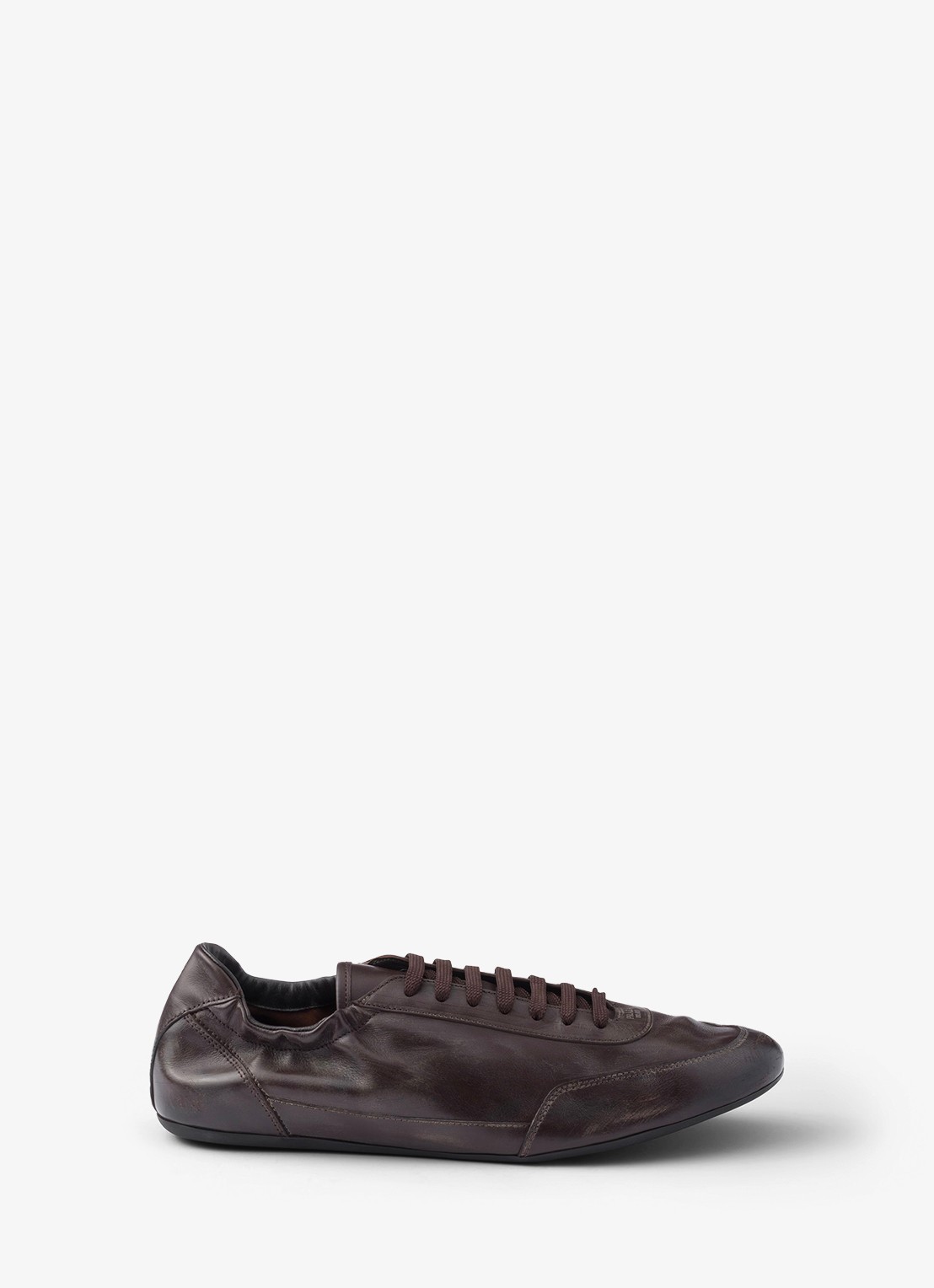Prada Collapse sneaker van kalfsleer - voorkant 3 donkerbruin