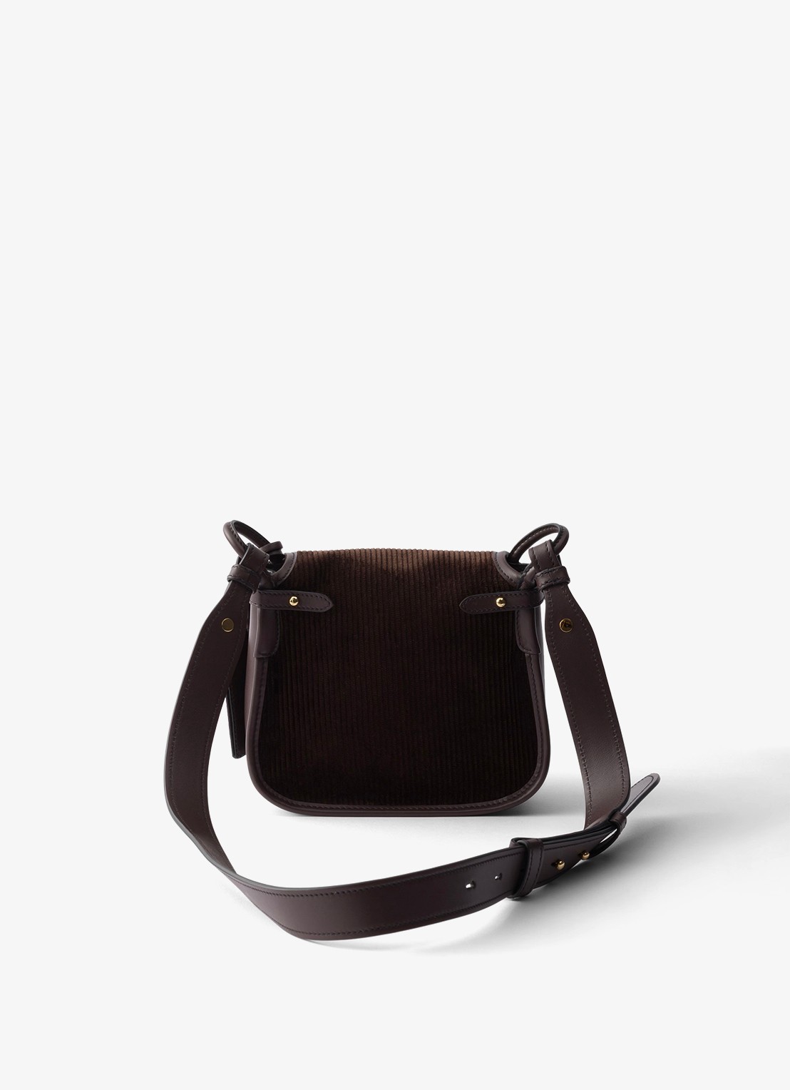 Prada Corsaire Mini schoudertas van corduroy met leren details - achterkant 6 donkerbruin
