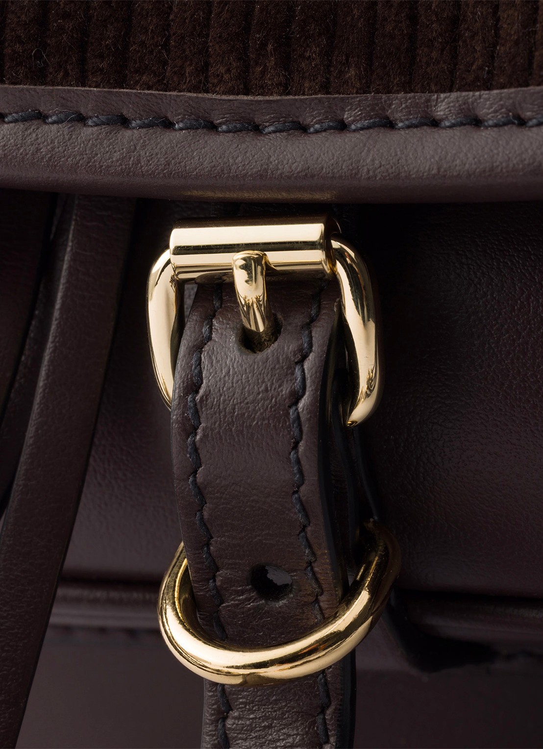 Prada Corsaire Mini schoudertas van corduroy met leren details - detail 3 donkerbruin