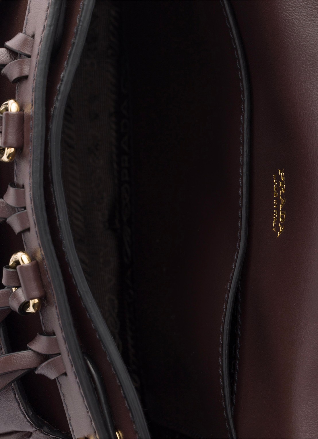 Prada Corsaire Mini schoudertas van corduroy met leren details - detail 5 donkerbruin