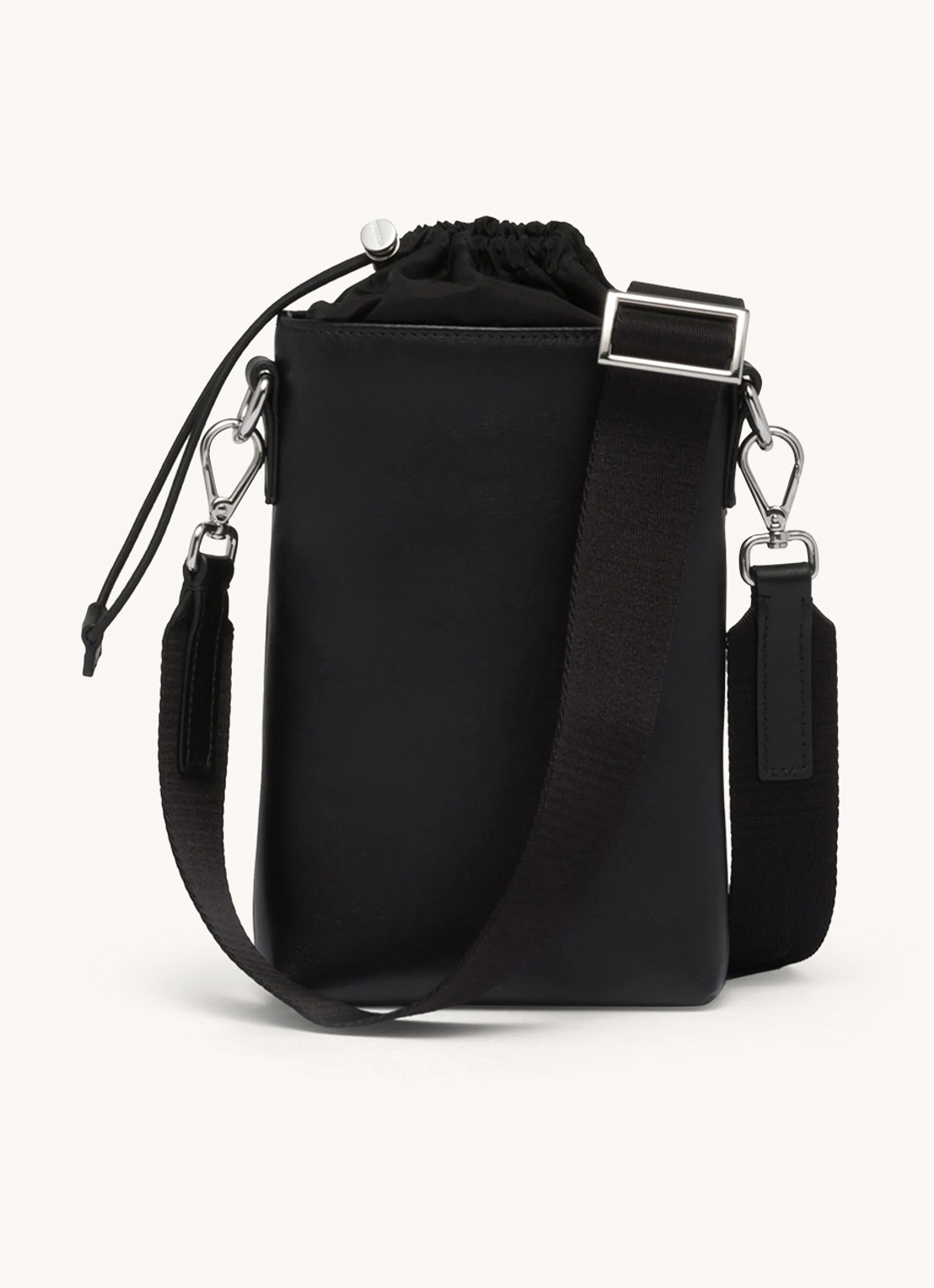 Prada Crossbody telefoonhoes van leer met afneembare schouderriem - detail 4 zwart