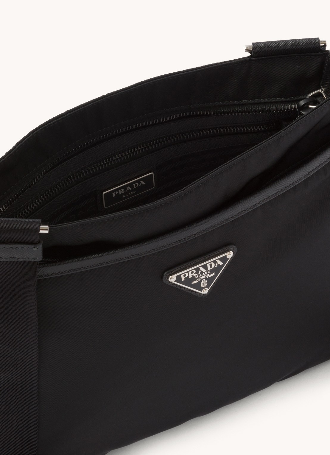 Prada Crossbodytas met leren details - detail 5 zwart