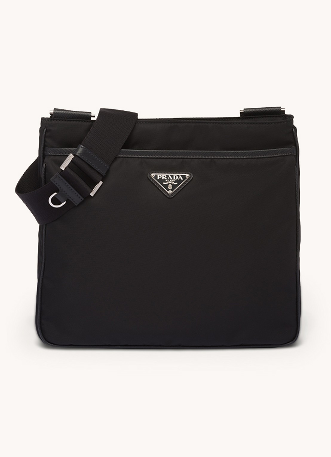 Prada Crossbodytas met leren details - voorkant 2 zwart