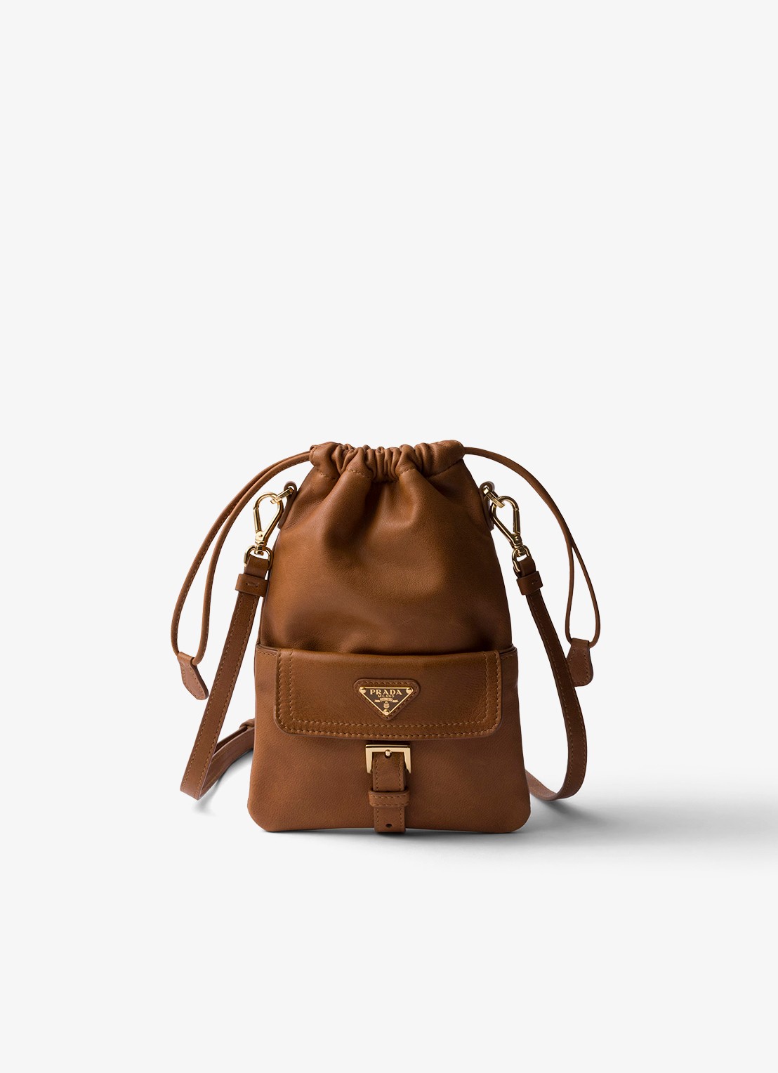 Prada Crossbodytas van lamsleer - voorkant bruin