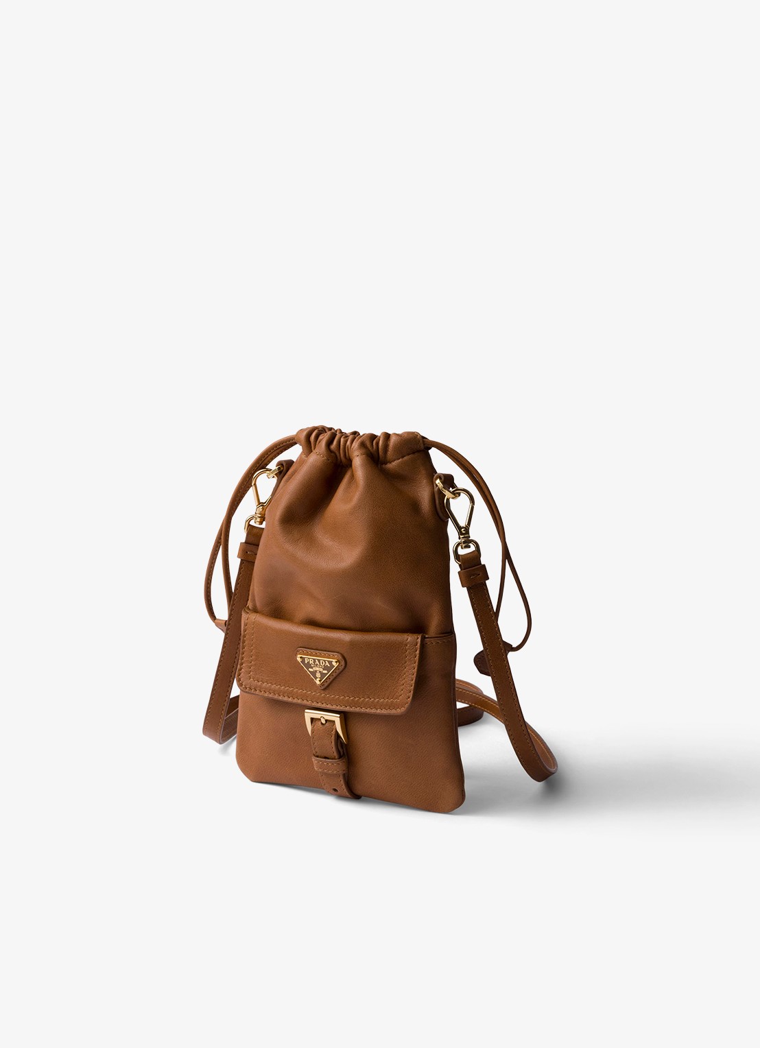 Prada Crossbodytas van lamsleer - voorkant 2 bruin