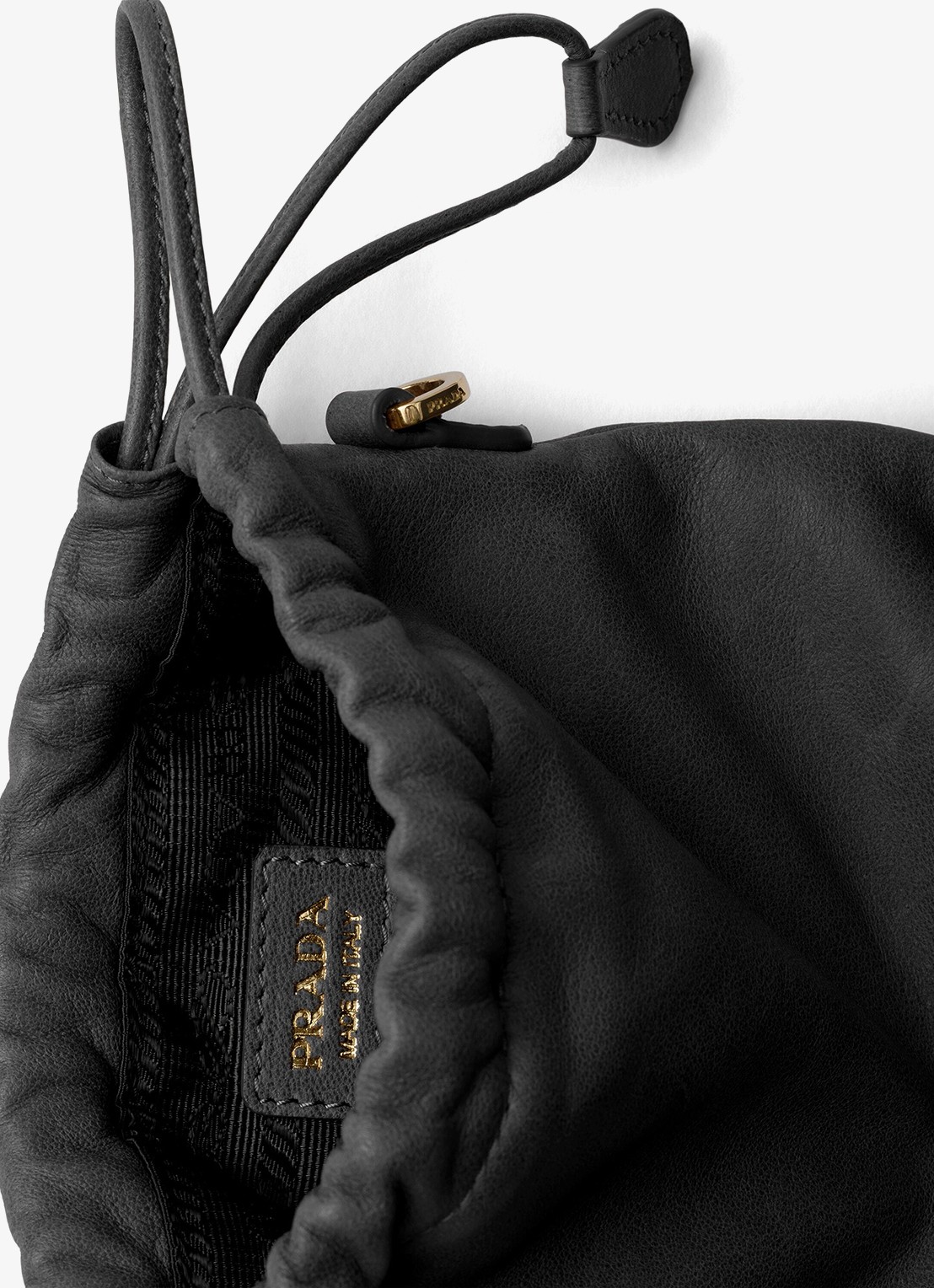Prada Crossbodytas van lamsleer - detail zwart
