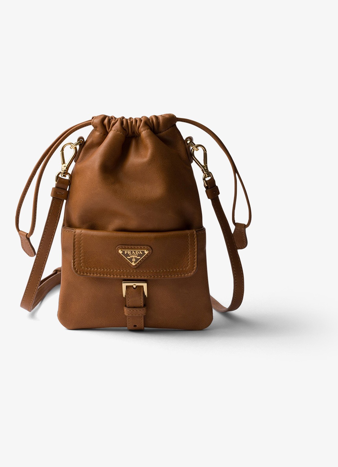 Prada Crossbodytas van lamsleer - voorkant 8 bruin