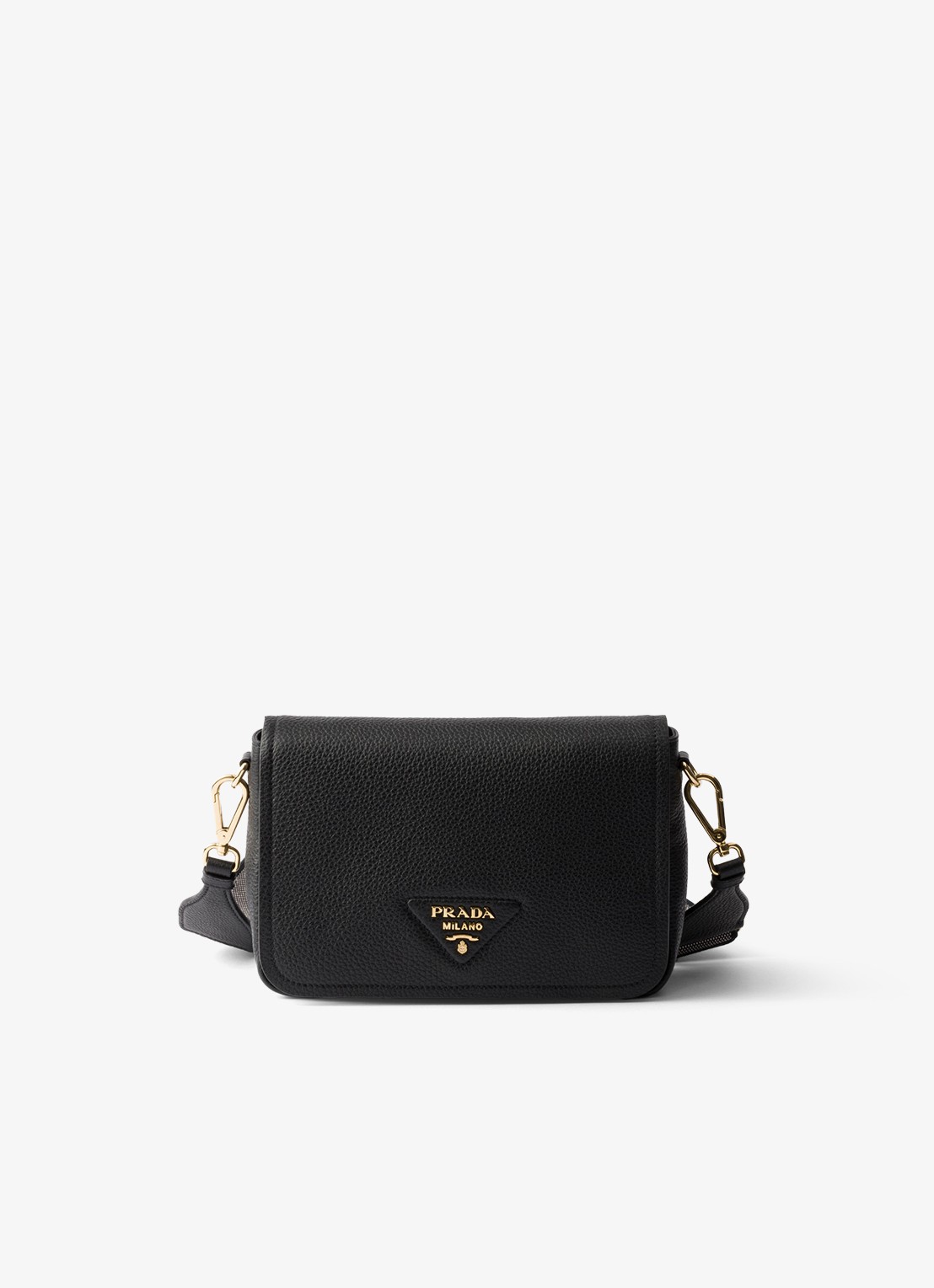 Prada Crossbodytas van leer - voorkant 5 diepzwart