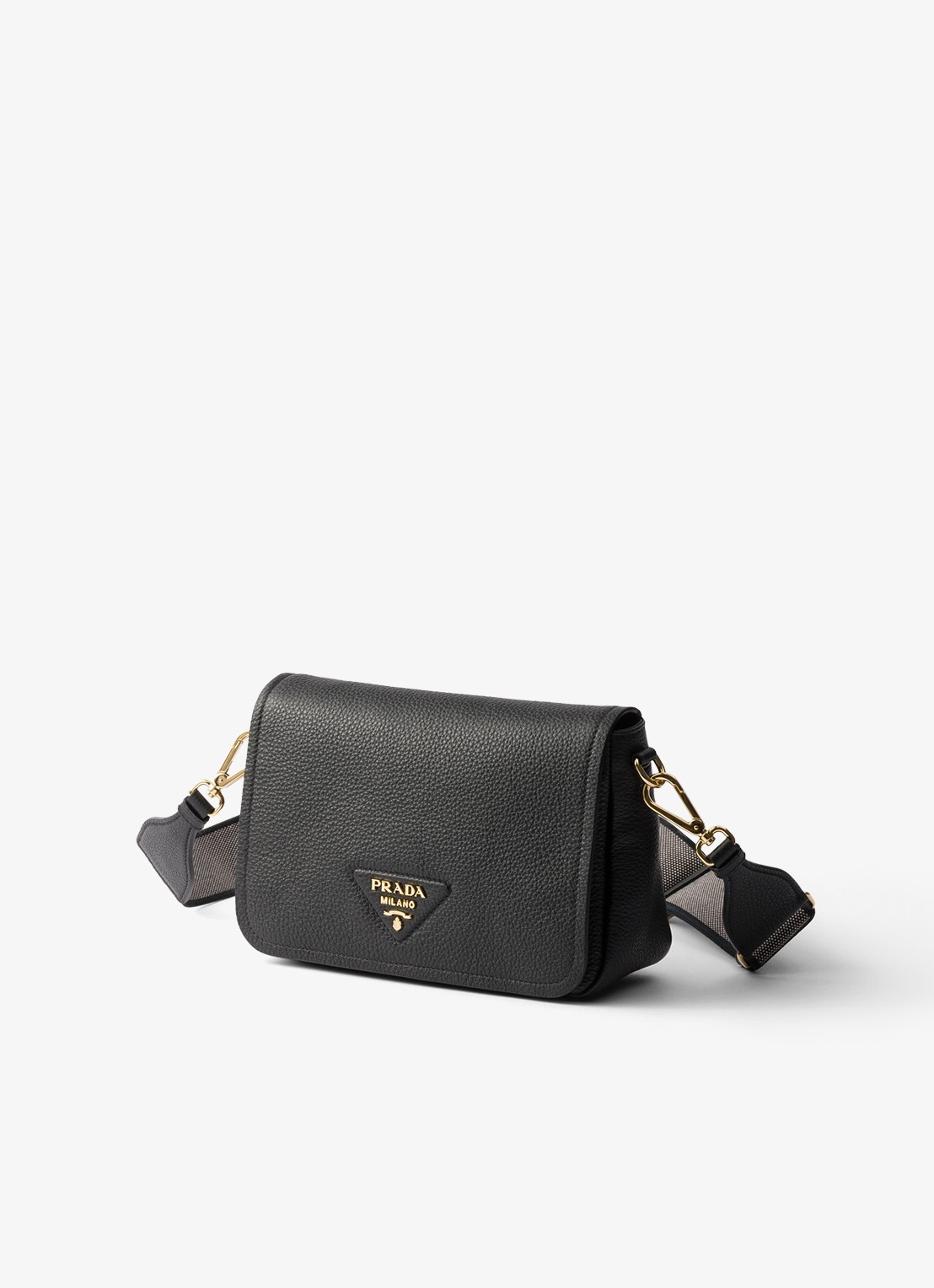 Prada Crossbodytas van leer - voorkant 6 diepzwart