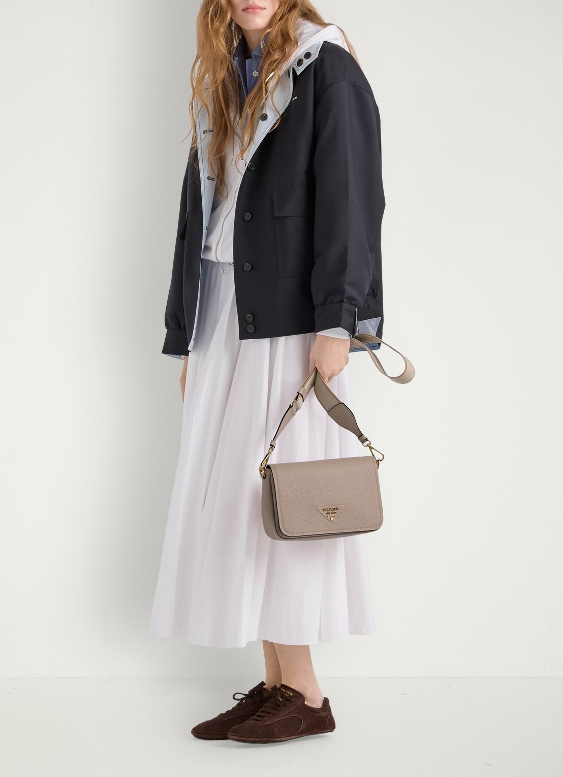 Prada Crossbodytas van leer - detail 7 taupe