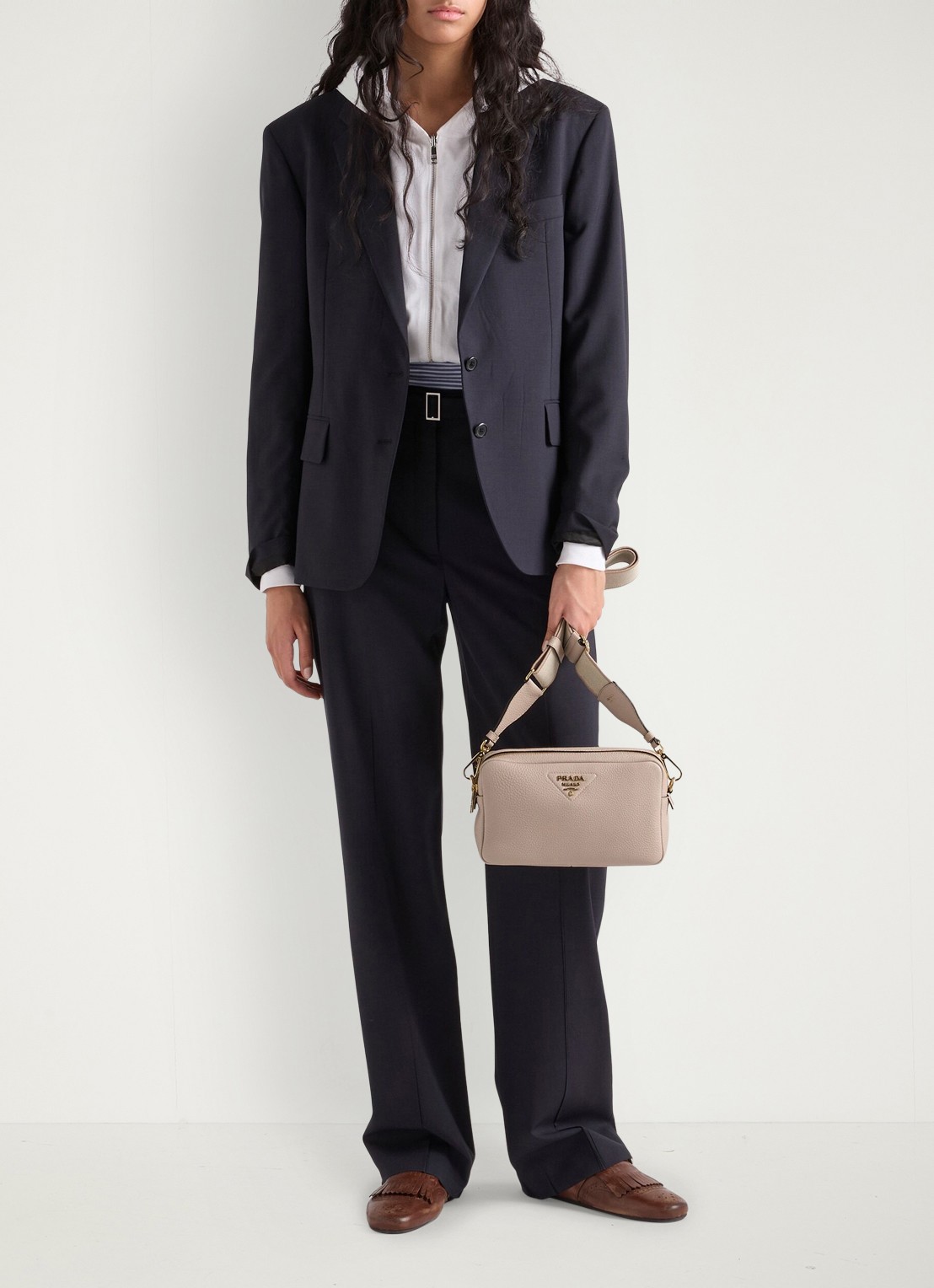 Prada Crossbodytas van leer - detail 6 taupe