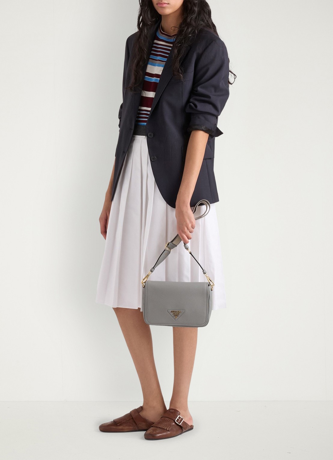Prada Crossbodytas van leer - detail 7 grijs