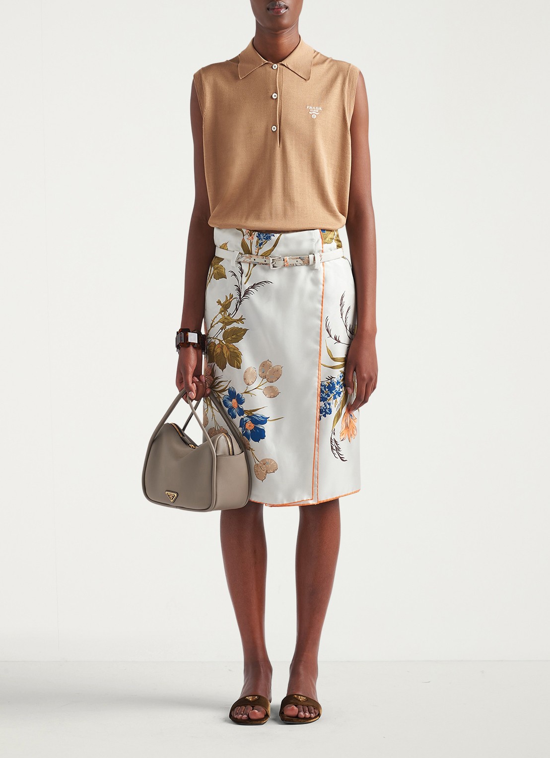 Prada Darling handtas van kalfsleer - voorkant 2 taupe