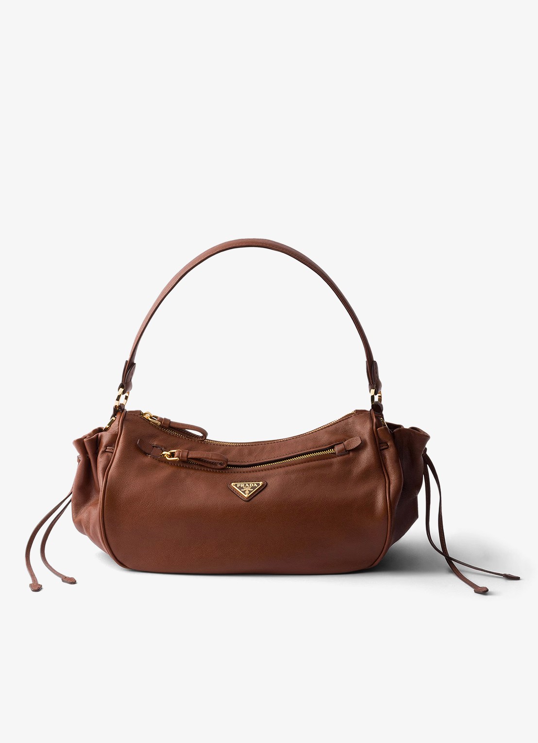 Prada Desiree Small schoudertas van kalfsleer - voorkant bruin