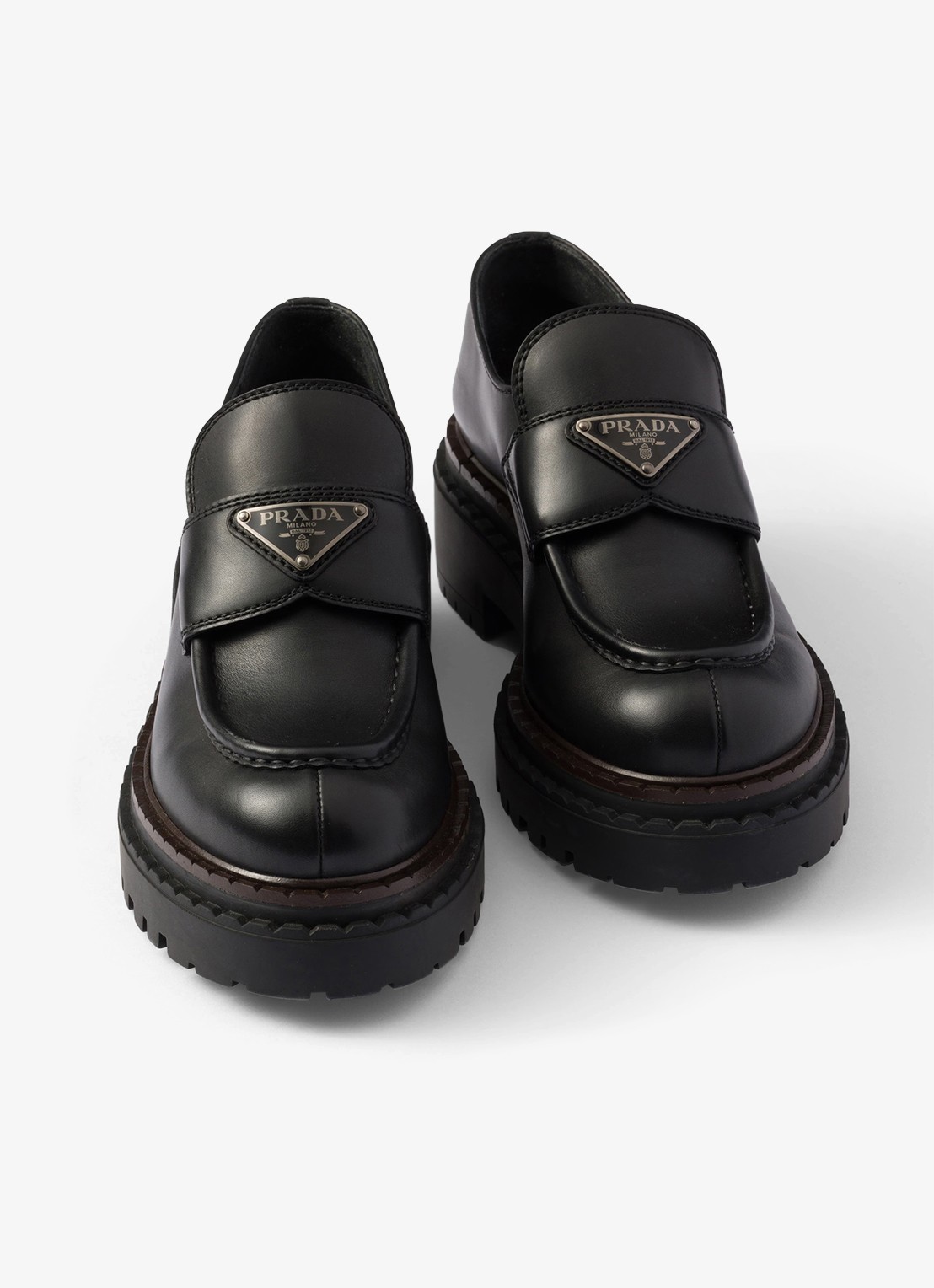 Prada Double Chocolate loafer van leer - detail 3 zwart