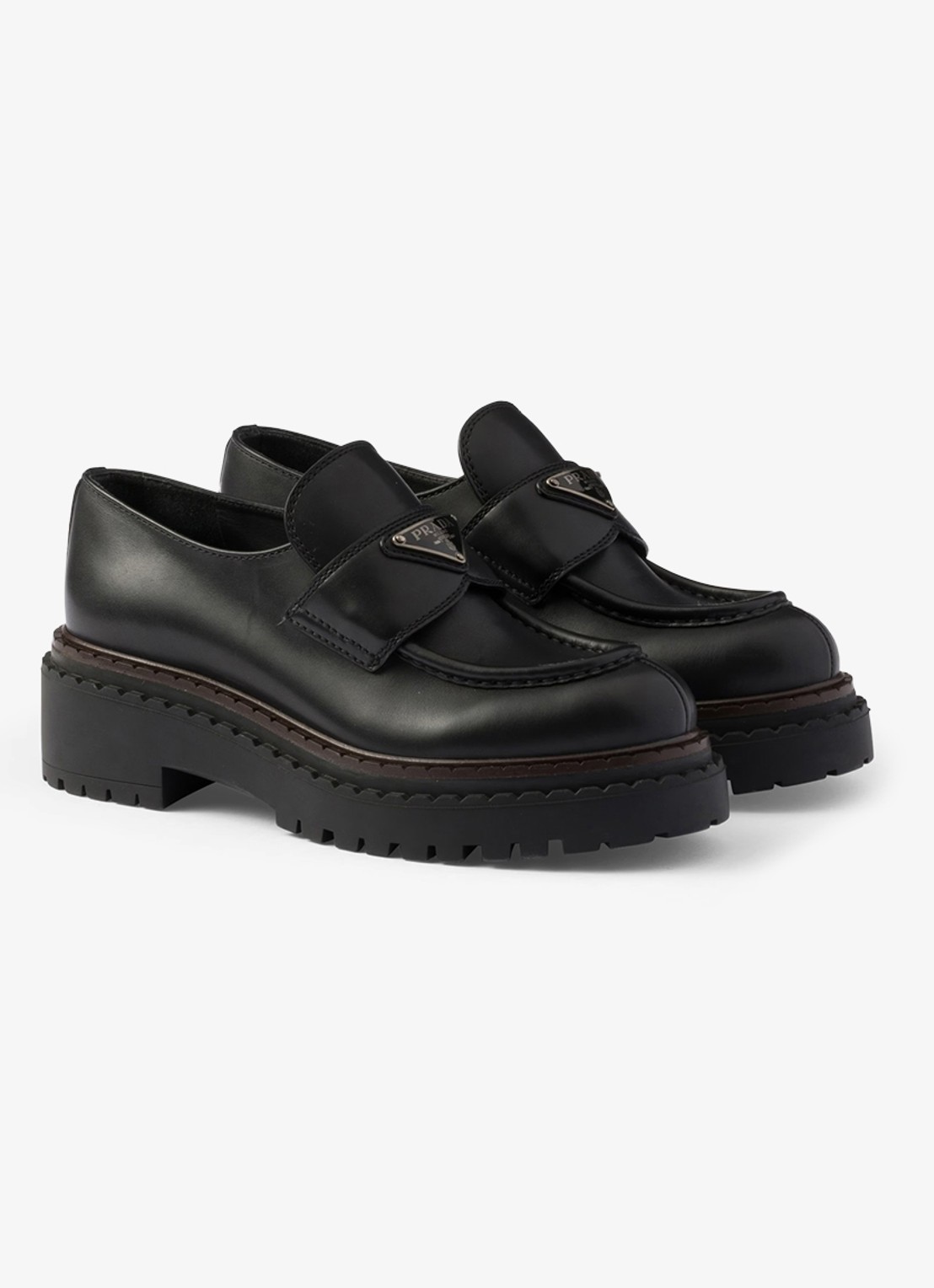 Prada Double Chocolate loafer van leer - voorkant 6 zwart