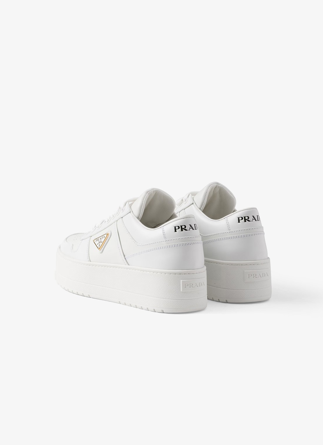 Prada Downtown Bold sneaker van leer met plateauzool - detail 5 wit