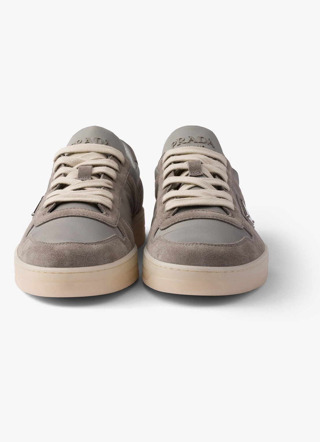 Prada Downtown Re-Nylon sneaker met suède details - detail 5 taupe