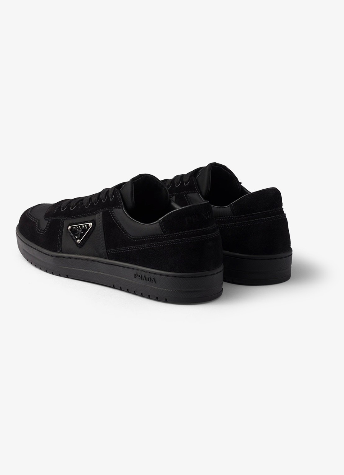 Prada Downtown Re-Nylon sneaker met suède details - achterkant 6 zwart