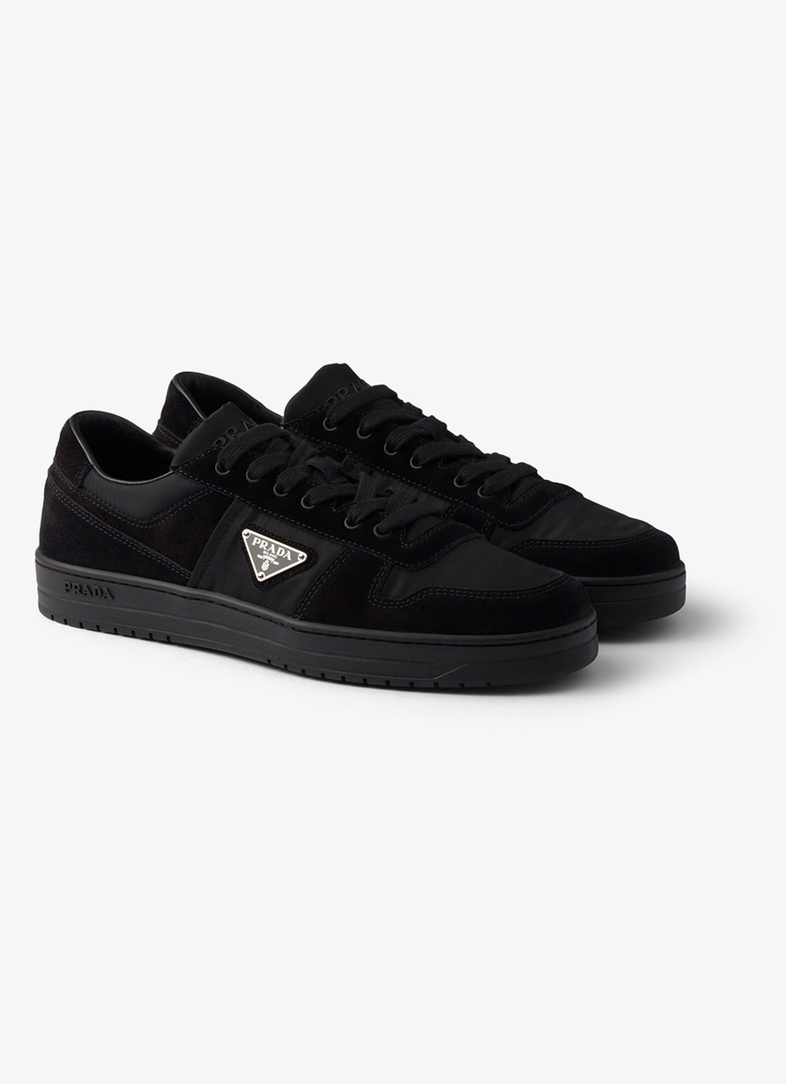 Prada Downtown Re-Nylon sneaker met suède details - detail 3 zwart