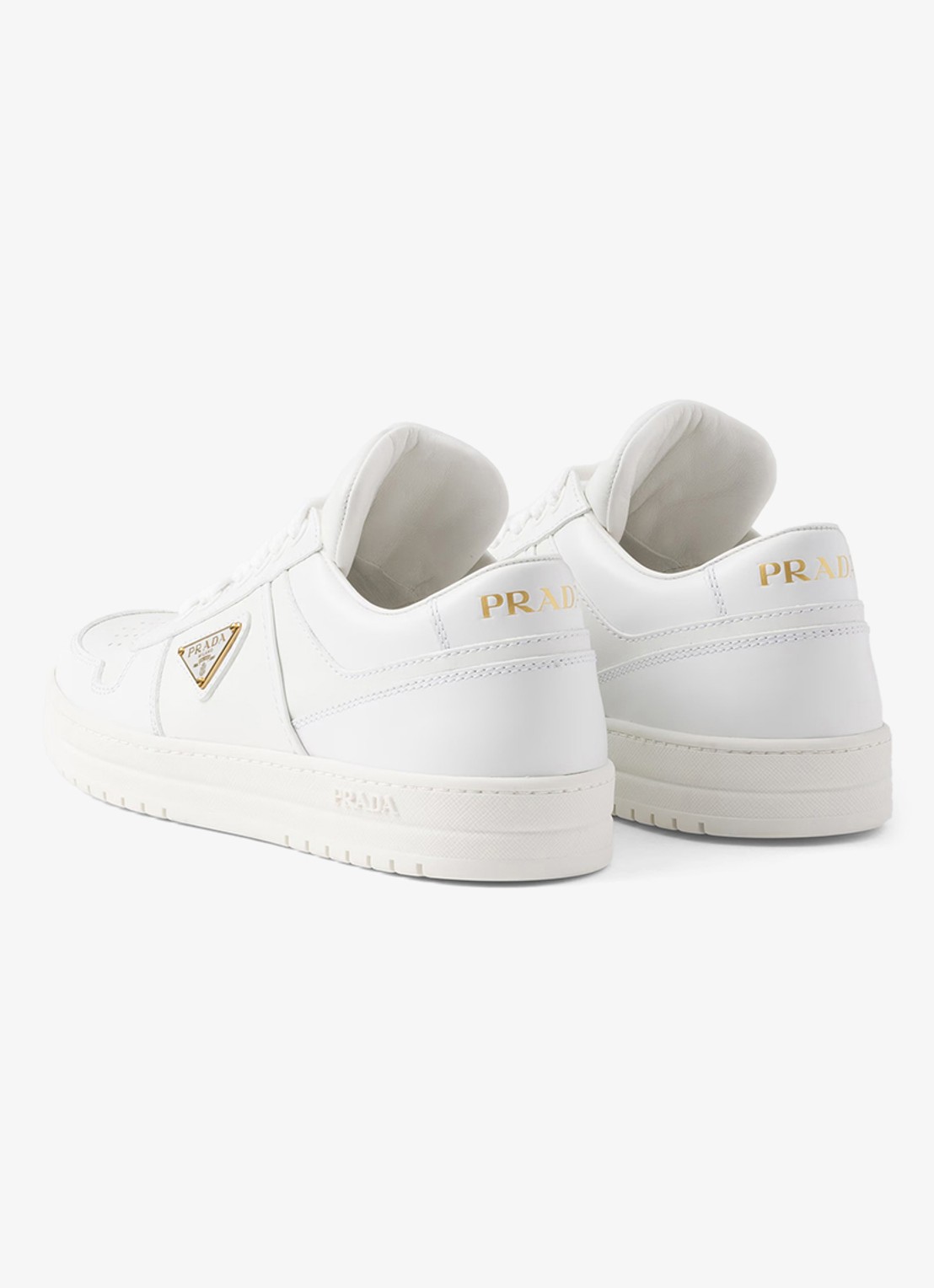 Prada Downtown sneaker van leer met logo - detail 4 wit