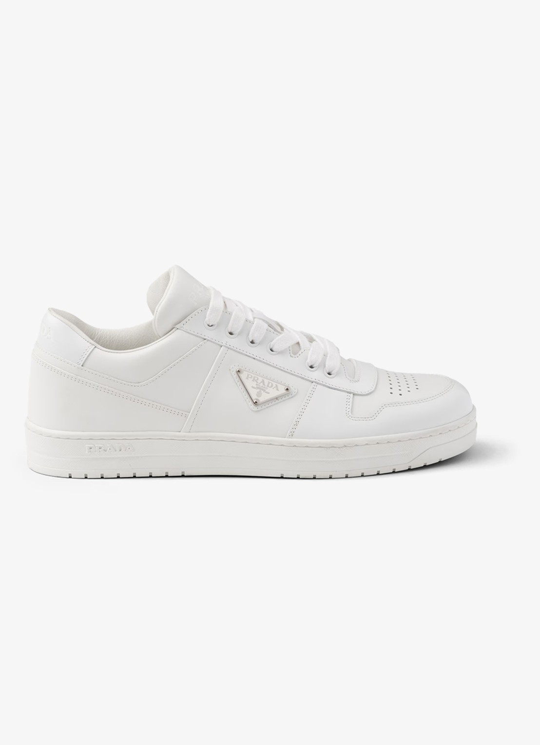 Prada Downtown sneaker van leer met logo - voorkant 4 wit