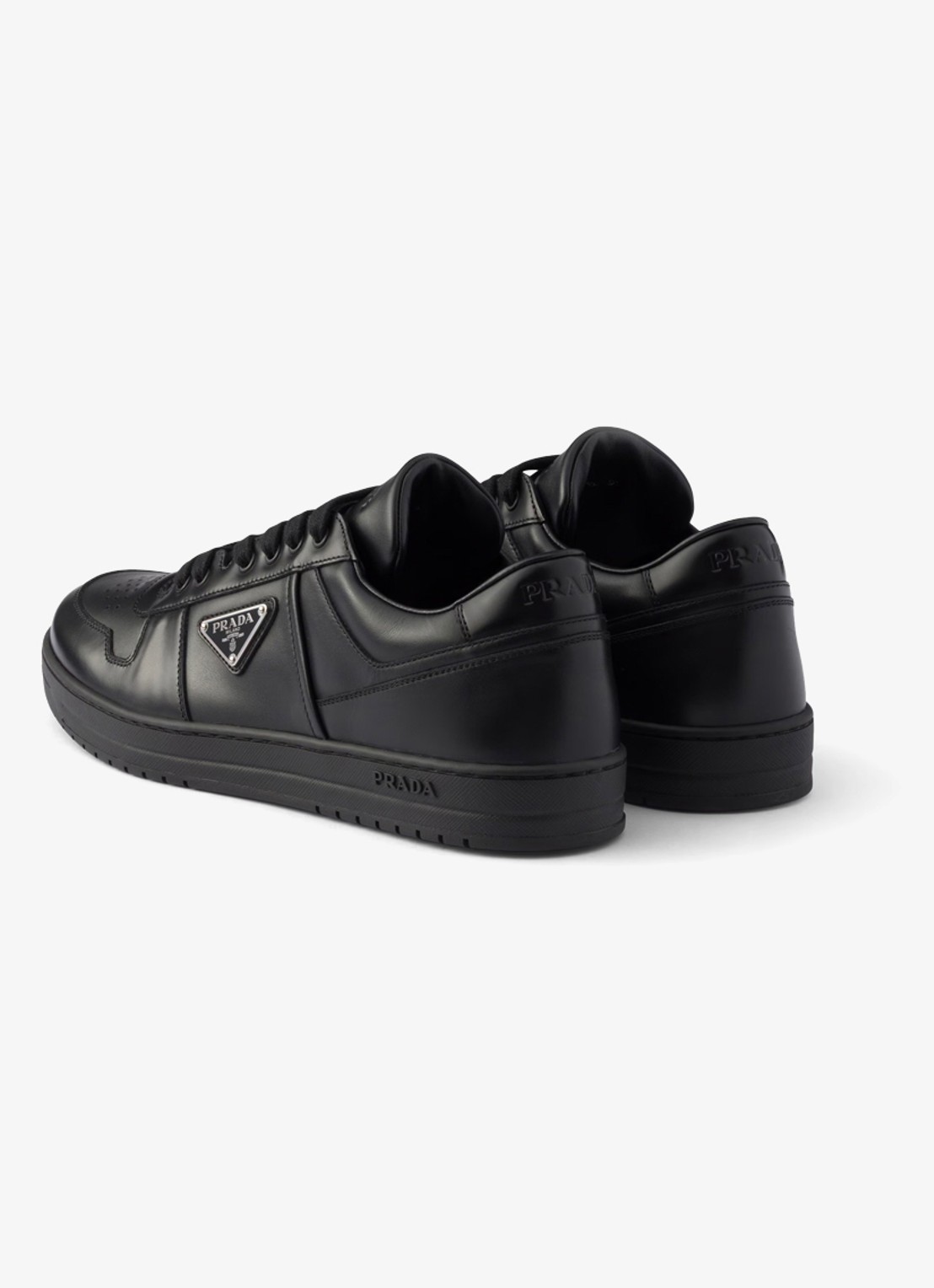 Prada Downtown sneaker van leer met logo - achterkant 4 zwart
