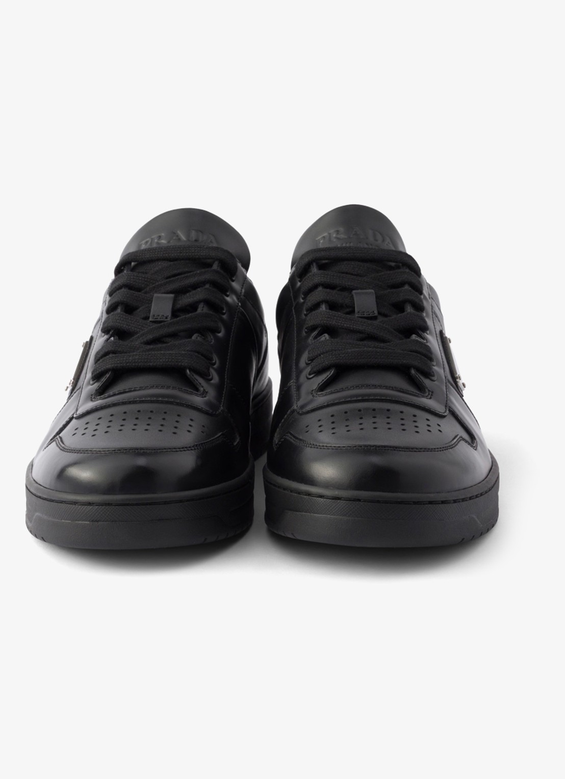 Prada Downtown sneaker van leer met logo - detail 2 zwart