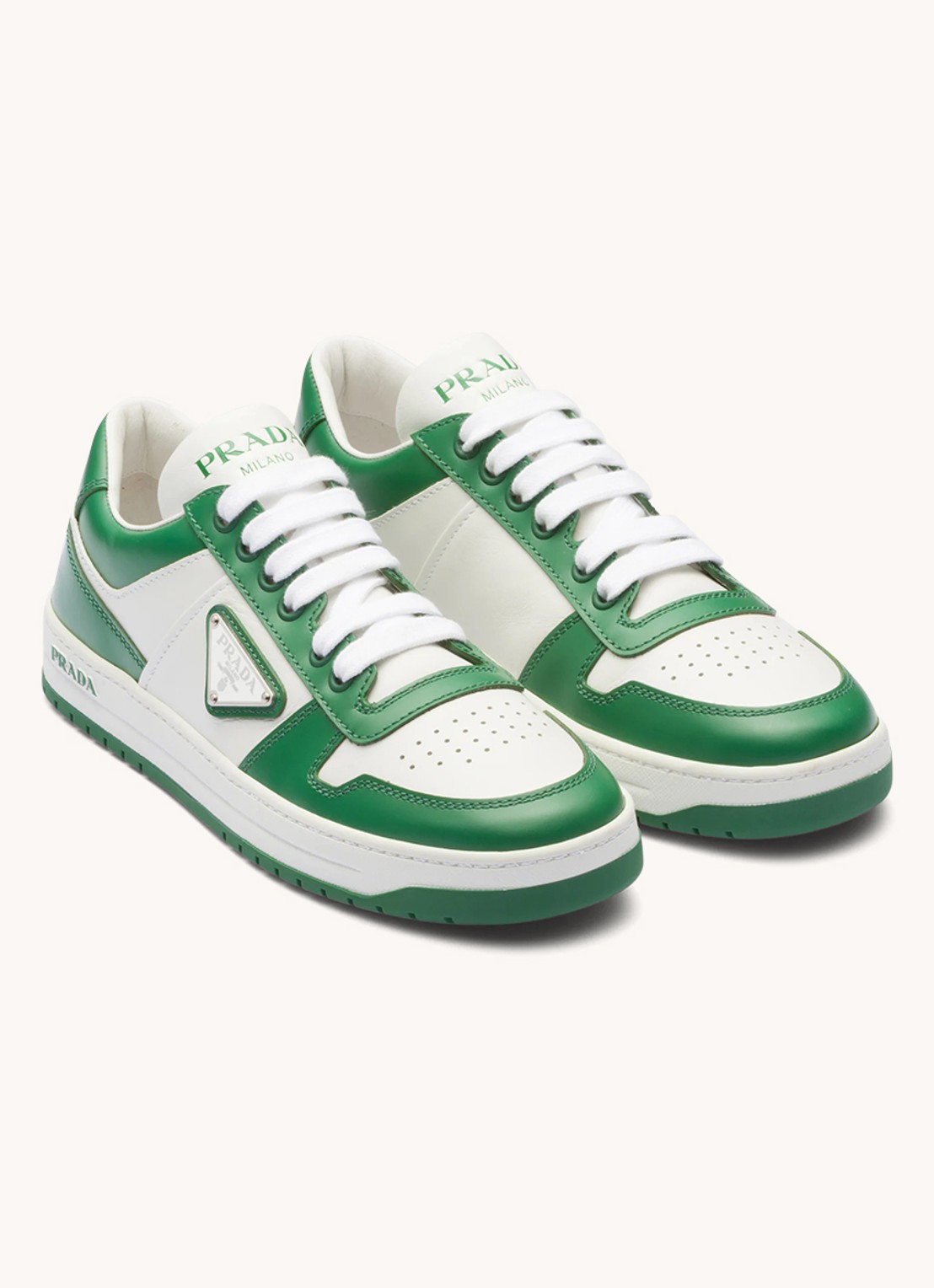 Prada Downtown sneaker van leer - voorkant groen