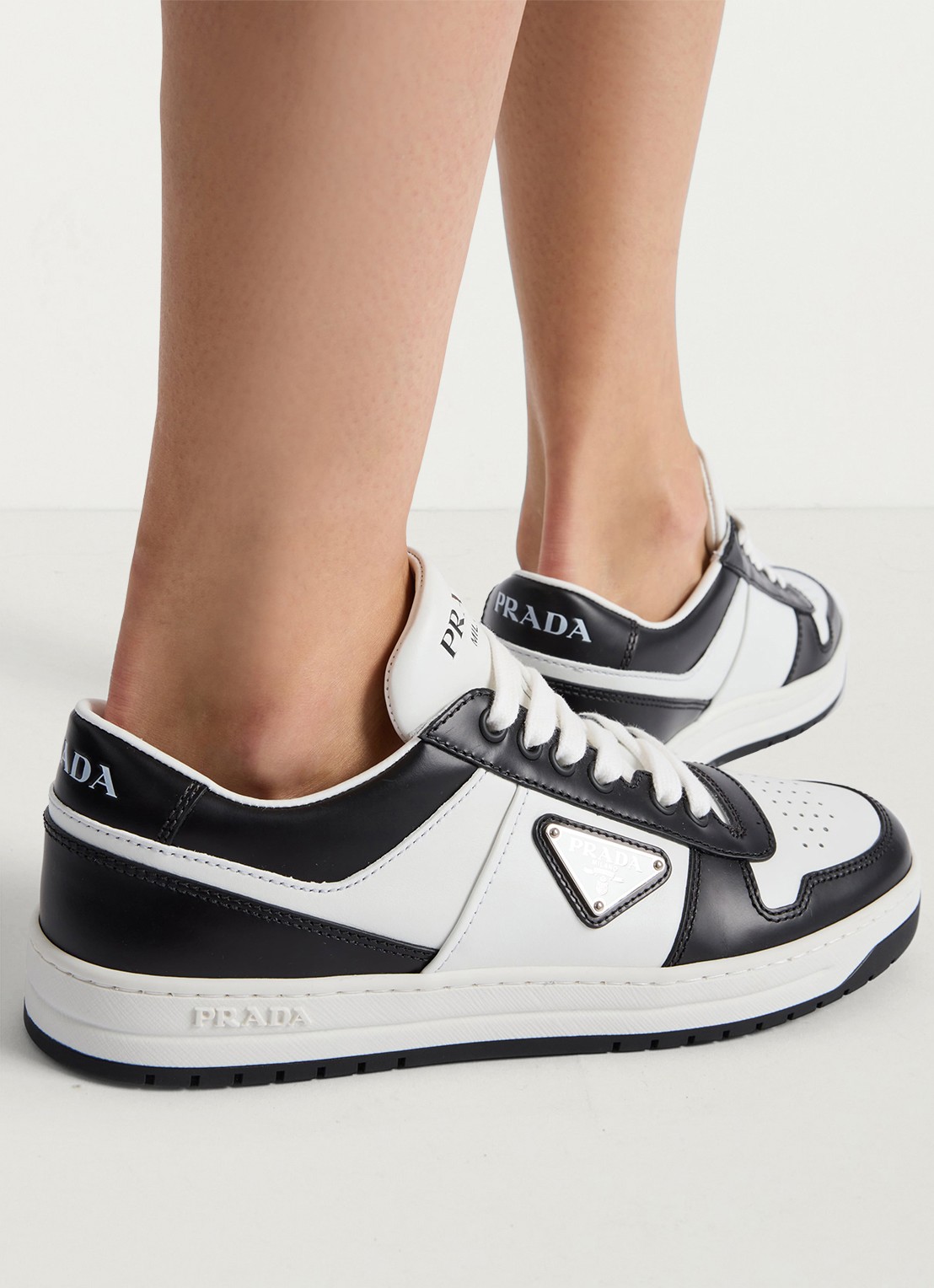 Prada Downtown sneaker van leer - detail 6 zwart